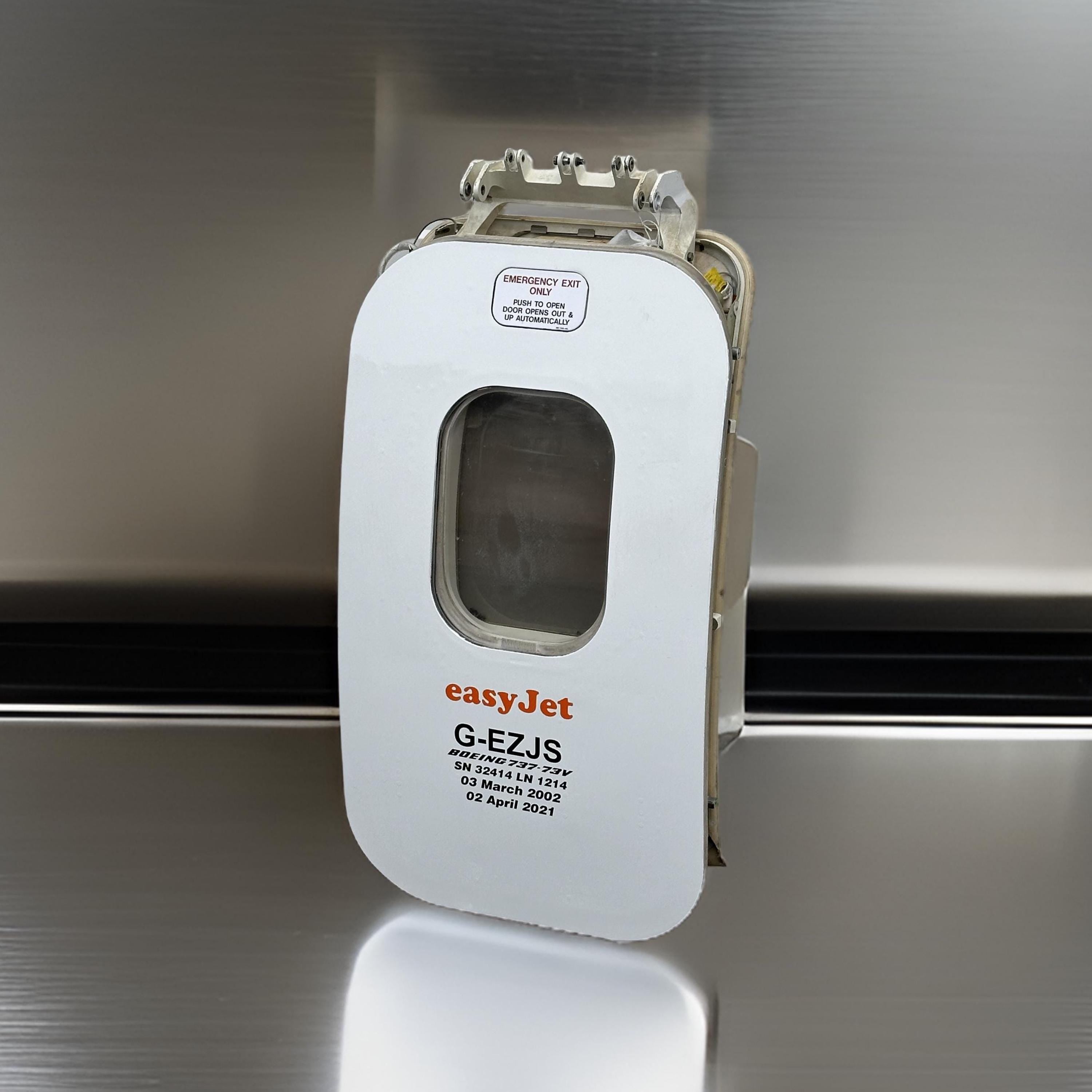 EASYJET Emergency Overwing Exit Door G-EZJS Boeing 737 737-700 f-gzts  Window gift Airline Aviation Upcycle Boeing Plane Aviator