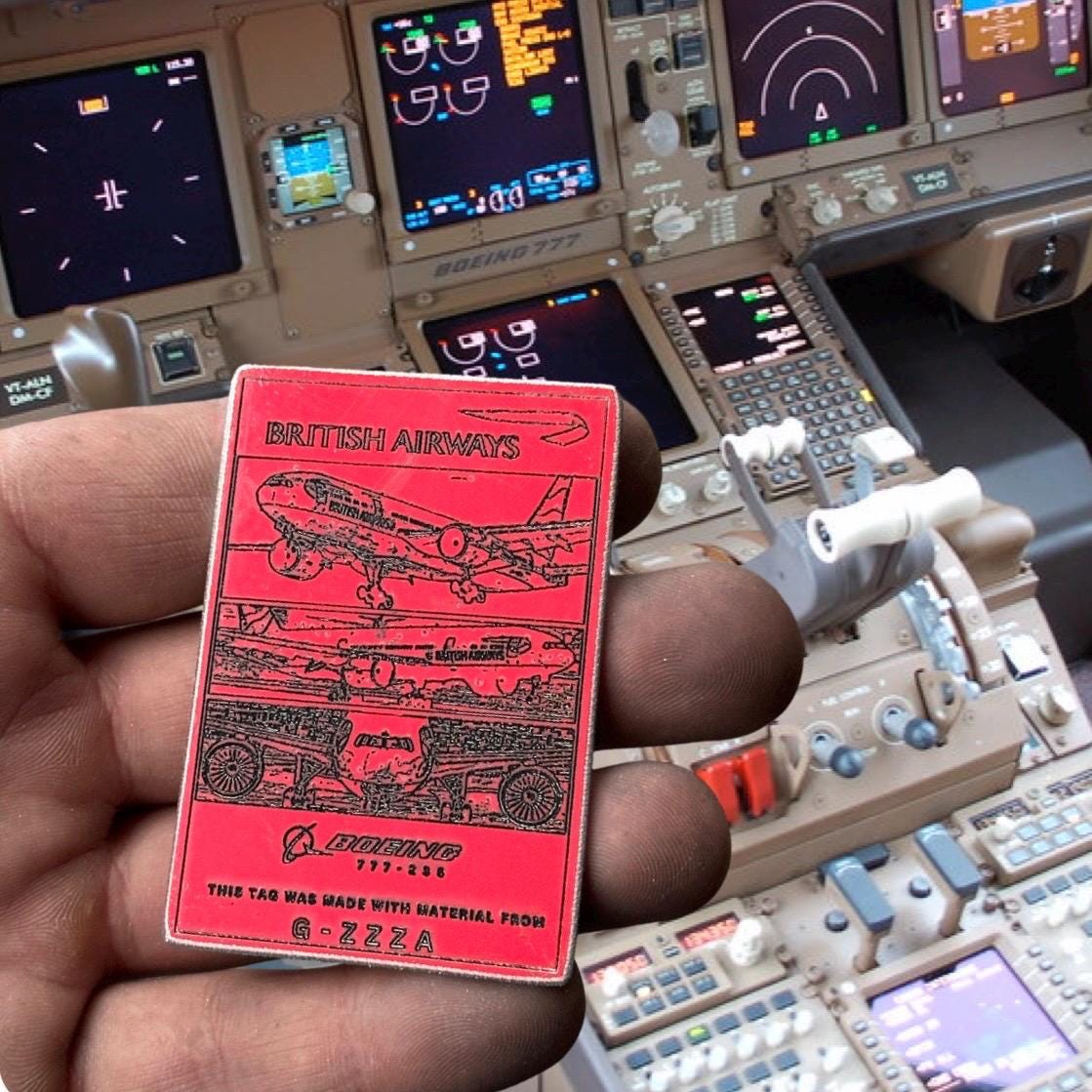 British Airways Boeing 777 G-ZZZC Fuselage Cut Engraved Keychain Key Ring Keyring  Retro aviation aviator pilot