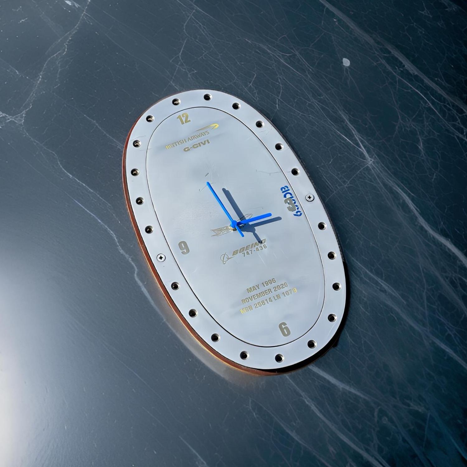 British Airways G-CIVI Boeing 747 Clock Wing Fuel Access Panel Laser Engraved Airline Aviation Upcycle Boeing Gift Plane Aircraft Aviator B