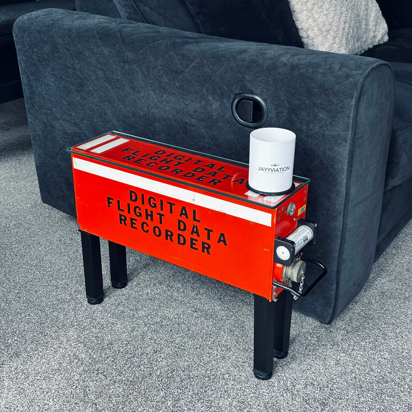 Black Box Flight Data Recorder Coffee Table fuselage Airline Aviation Upcycle Boeing Gift Plane Aircraft Aviator Pilot A319 SAS 146 Avro BAE