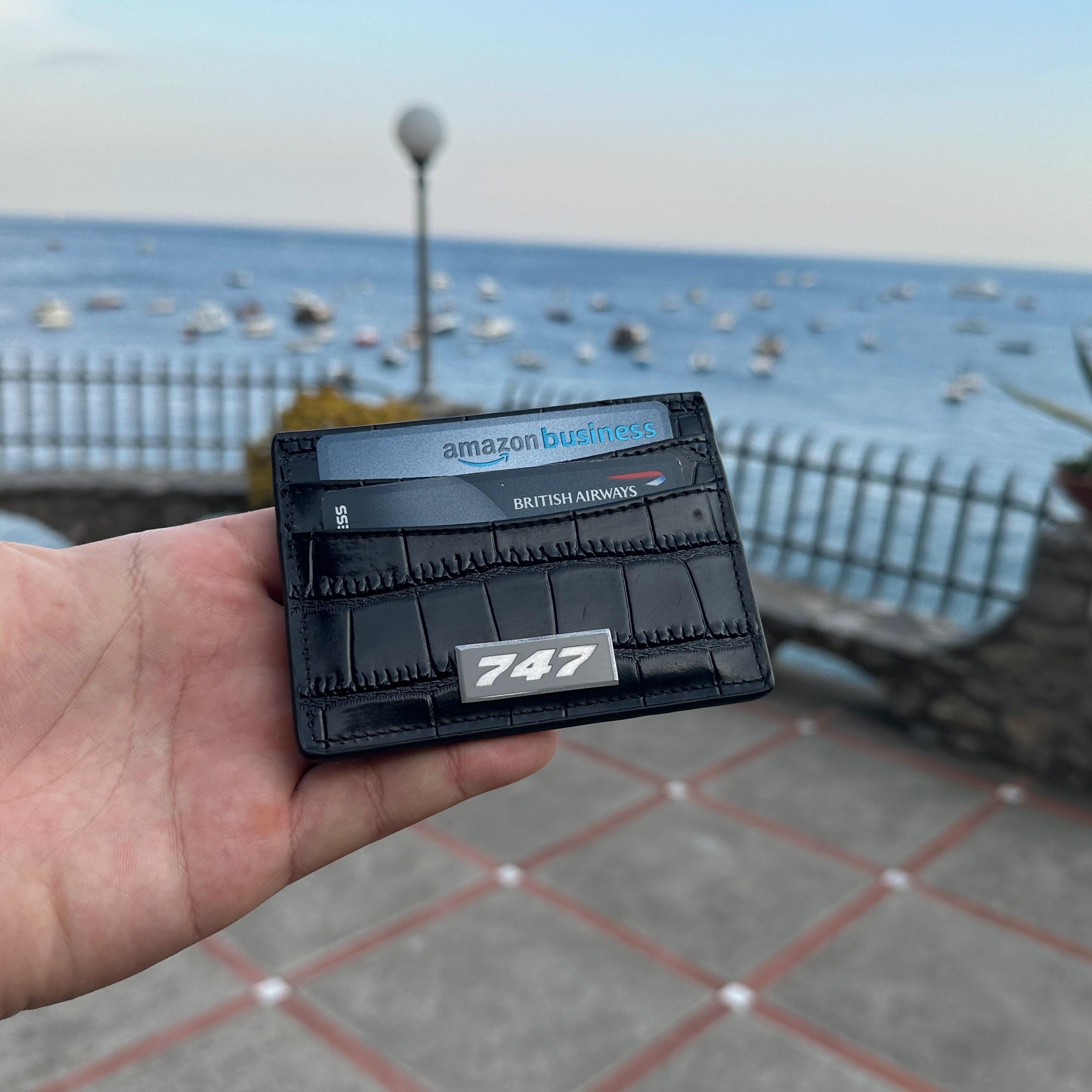 The Boeing 747 Fuselage Card Holder British Airways Upcycled Money Credit Card Gift Genuine Leather Croc Pilot Traveller Pilot G-BYGC