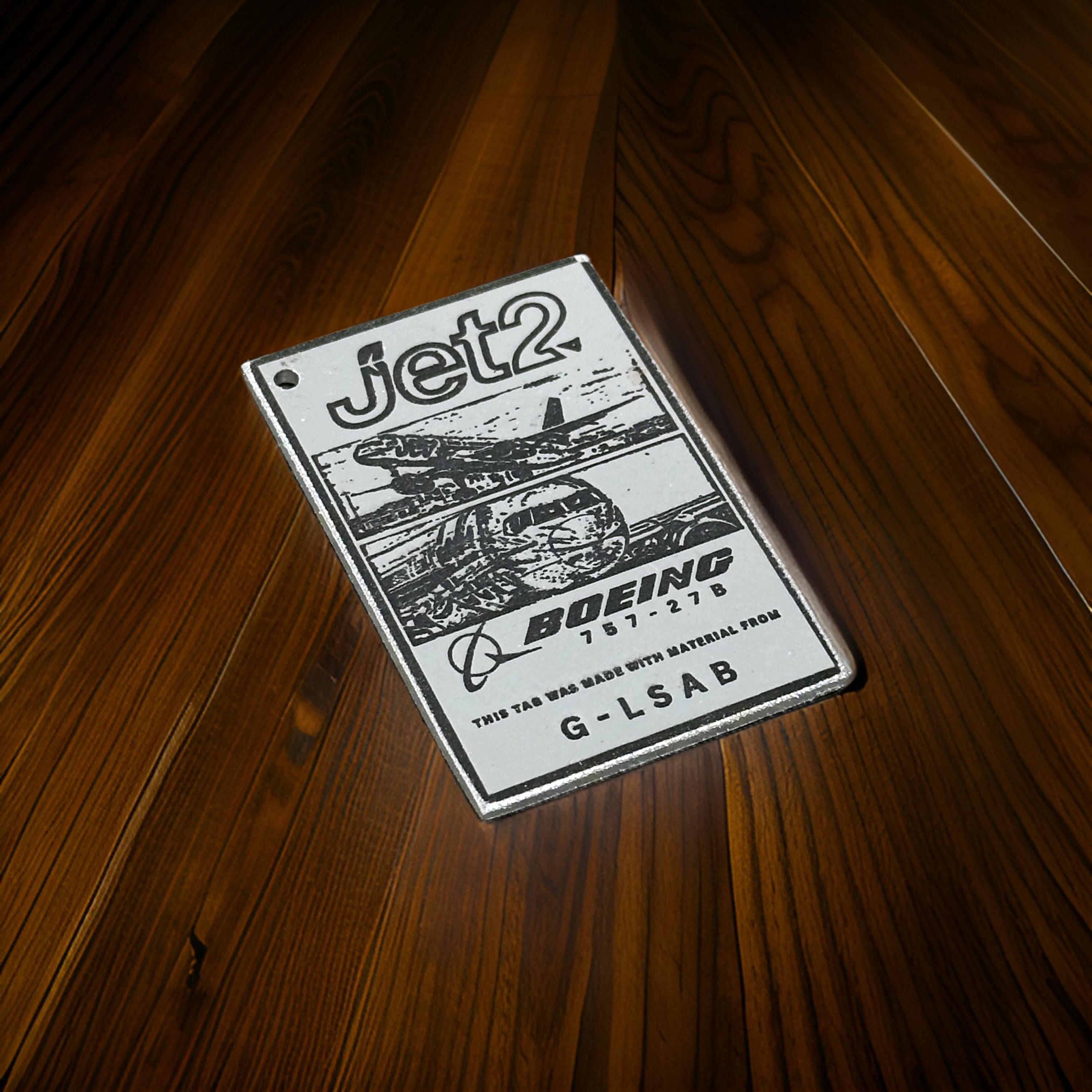 Jet2 Airways Window Fuselage Cut G-LSAB Boeing 757 Engraved Keychain Key Ring Keyring B757 Retro aviation aviator pilot cabin crew holiday