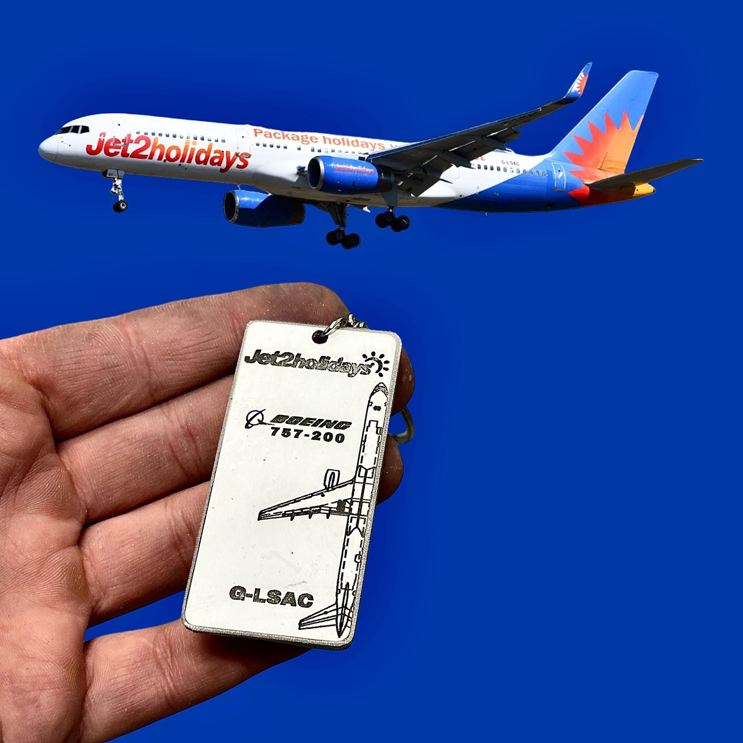 Jet2 Airways Window Fuselage Cut G-LSAC Boeing 757 Engraved Keychain Key Ring Keyring B757 Retro aviation aviator pilot cabin crew holiday