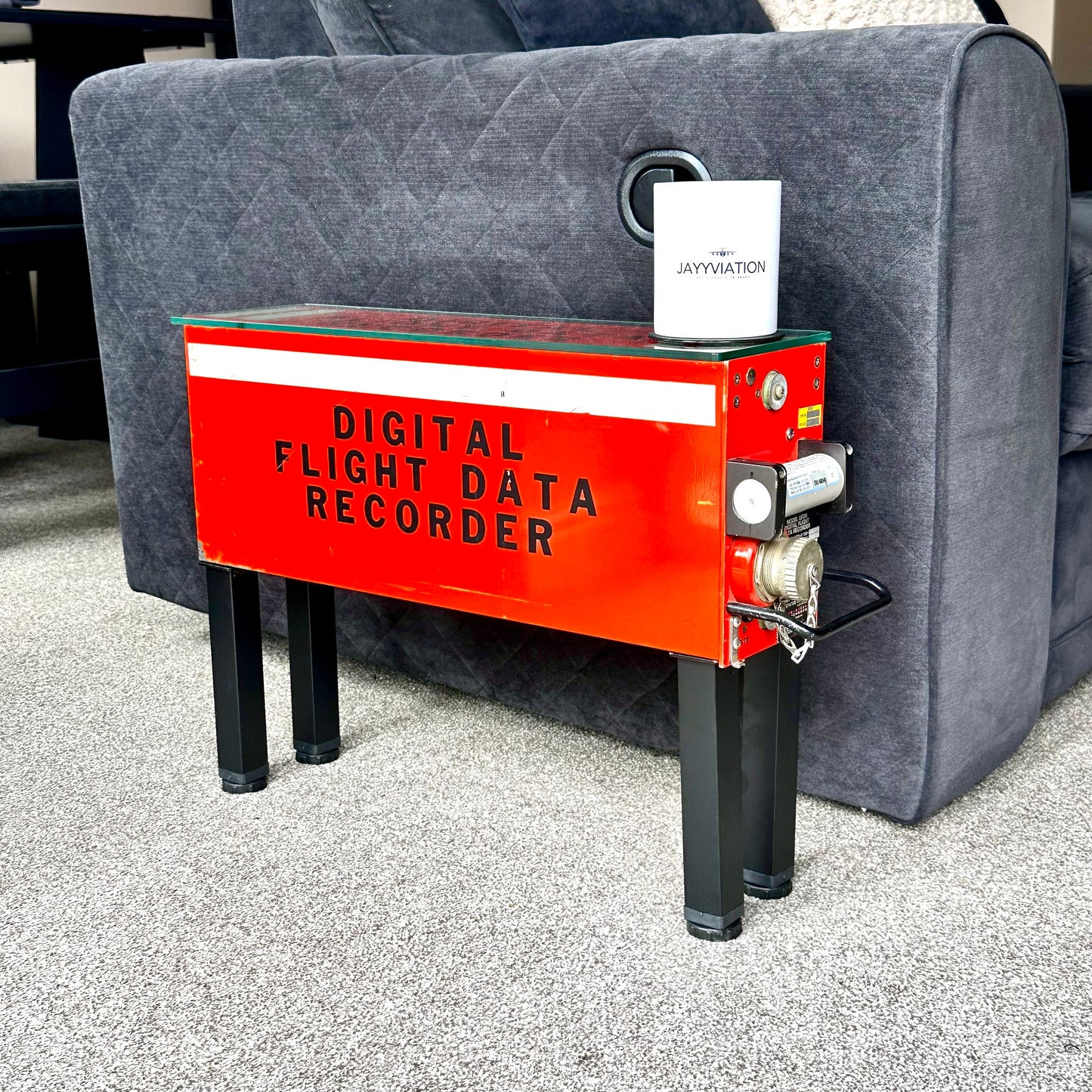 Black Box Flight Data Recorder Coffee Table fuselage Airline Aviation Upcycle Boeing Gift Plane Aircraft Aviator Pilot A319 SAS 146 Avro BAE