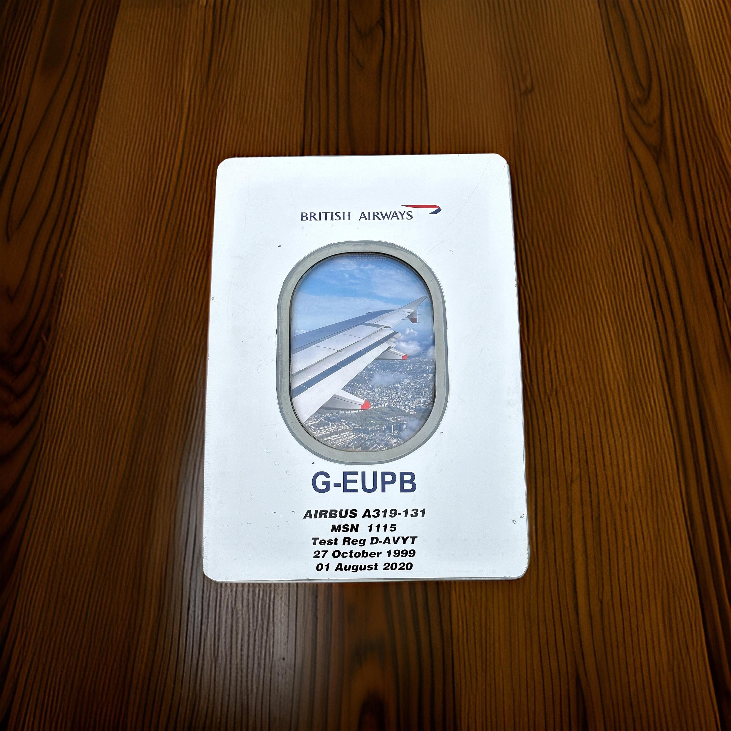 British Airways G-EUPB Airbus A319 Window fuselage Cut Wall Clock Airline Aviation Upcycle Boeing Gift Plane Aircraft Aviator Picture