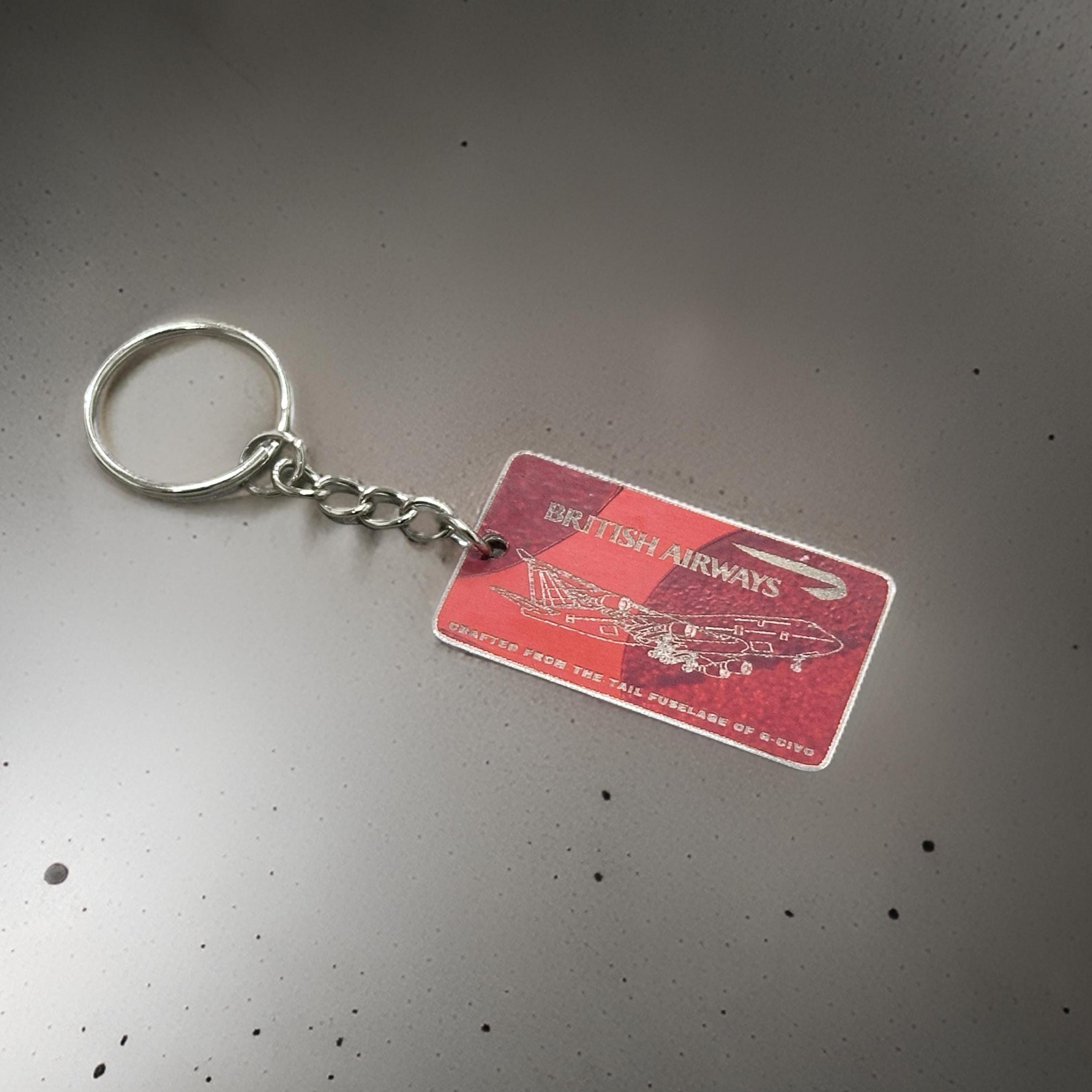 British Airways Boeing 747 G-CIVO Tail Cut Luggage Tag Keychain Keyring concorde Collectible Airbus memorabilia Pilot gift engraved Baggage
