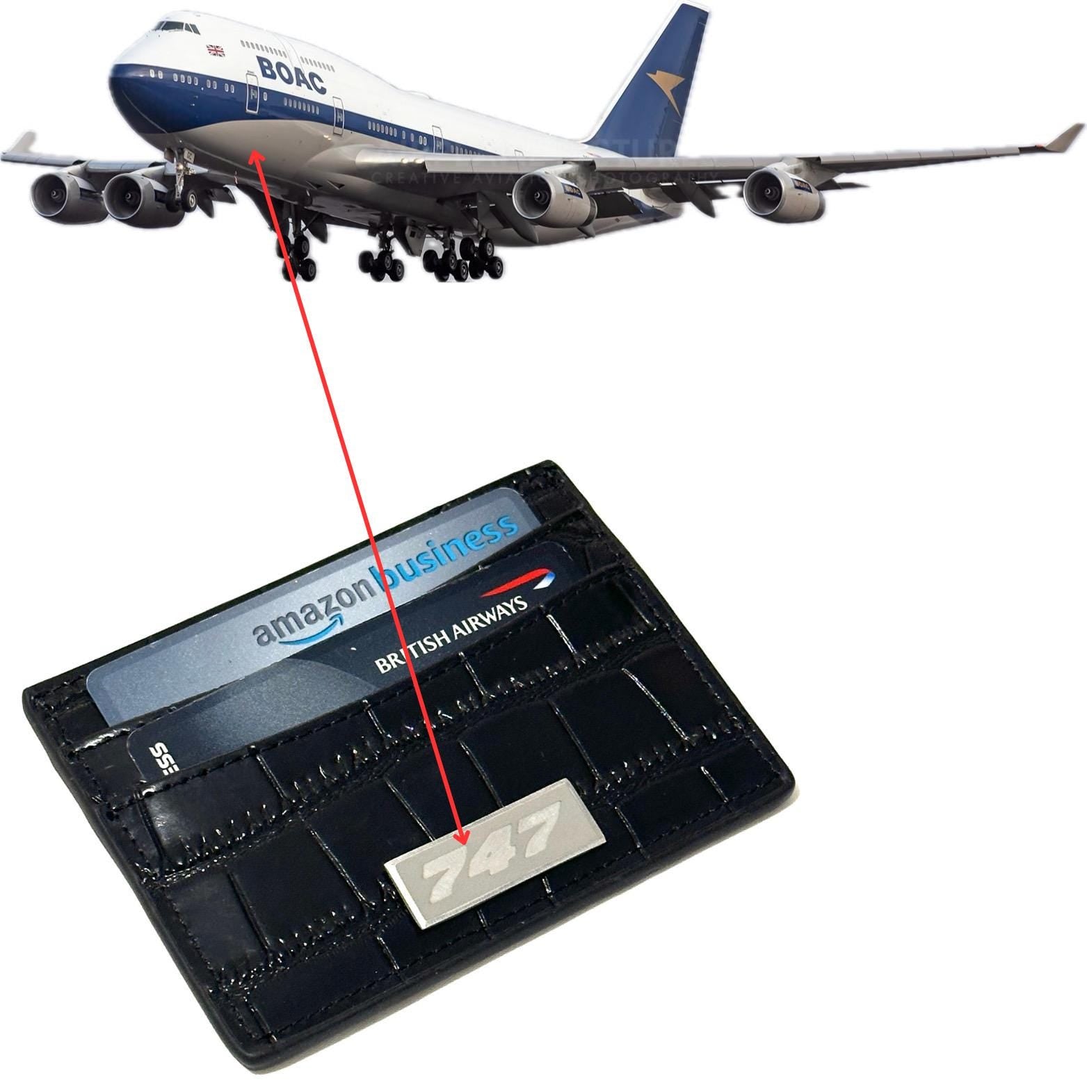 The Boeing 747 Fuselage Card Holder British Airways Upcycled Money Credit Card Gift Genuine Leather Croc Pilot Traveller Pilot G-BYGC