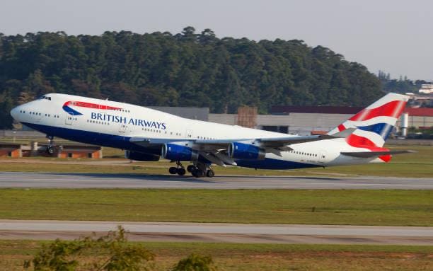 British Airways Boeing 747 G-CIVO Composite Engraved Fuselage Cut Engraved Keychain Keyring  Retro aviation aviator pilot 747-400 400 100