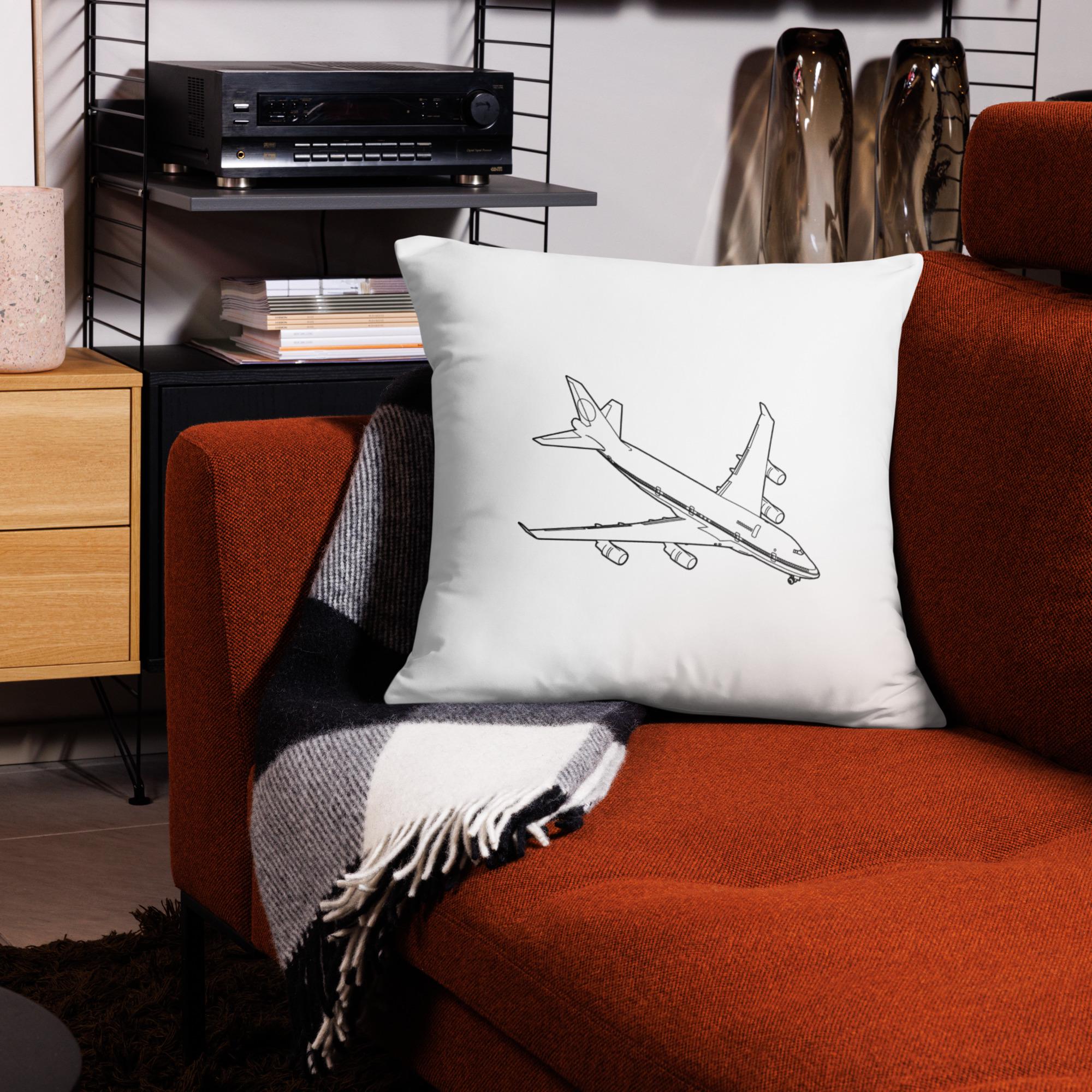 Boeing 747 Jumbo Jet Blueprint Vector Pillow Ideal Home Travel Car Bed enthusiast gift perfect fan avgeek aviation airplane