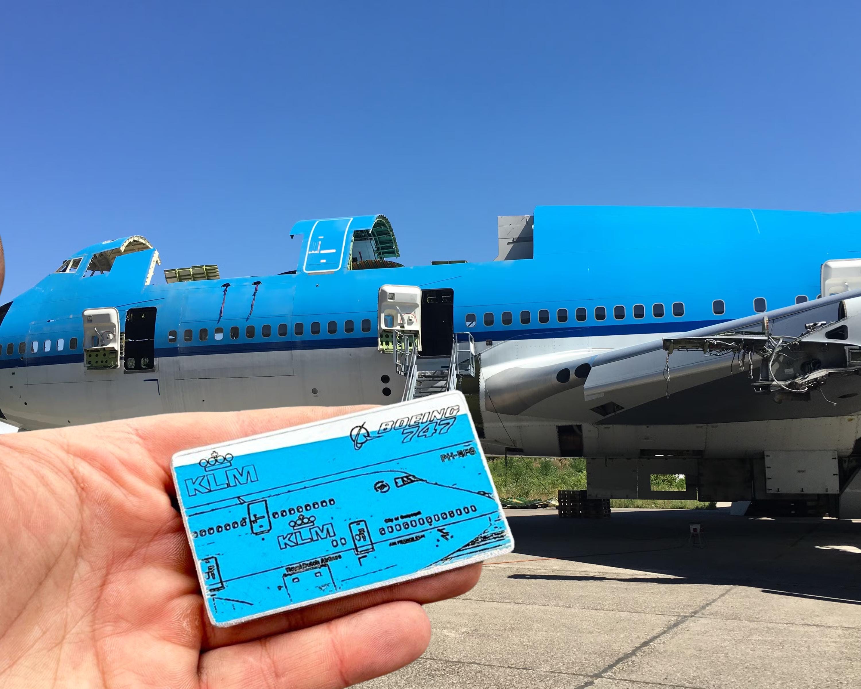 KLM Royal Dutch Airlines Boeing 747 PH-BFG Fuselage Composite Cut Desk Ornament Plaque  Collectible Airbus  Pilot gift