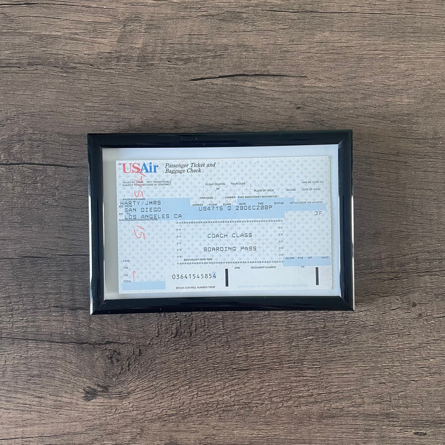 Framed US Air Pass Collectible Rare Memorabilia Airbus Boeing American Airlines