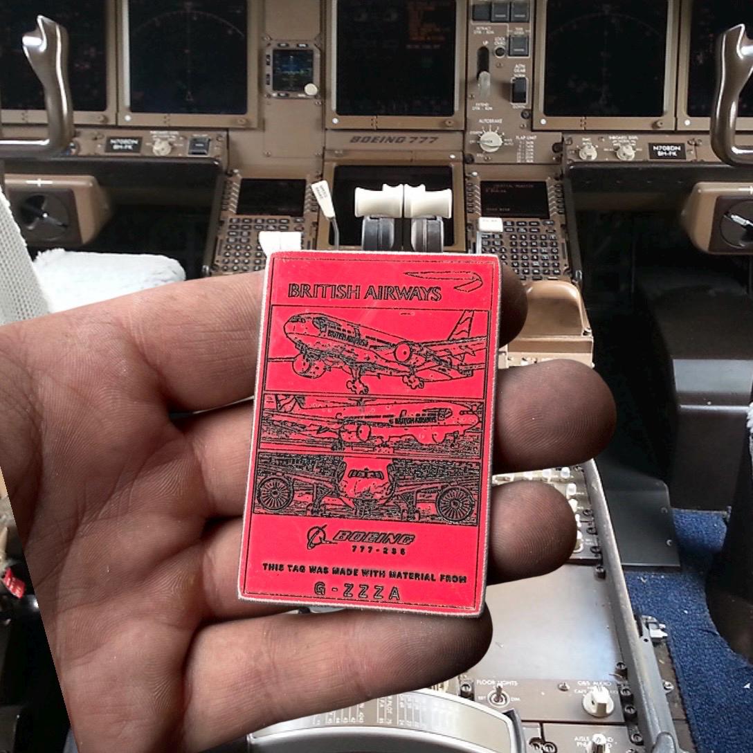 British Airways Boeing 777 G-ZZZC Fuselage Cut Engraved Keychain Key Ring Keyring  Retro aviation aviator pilot