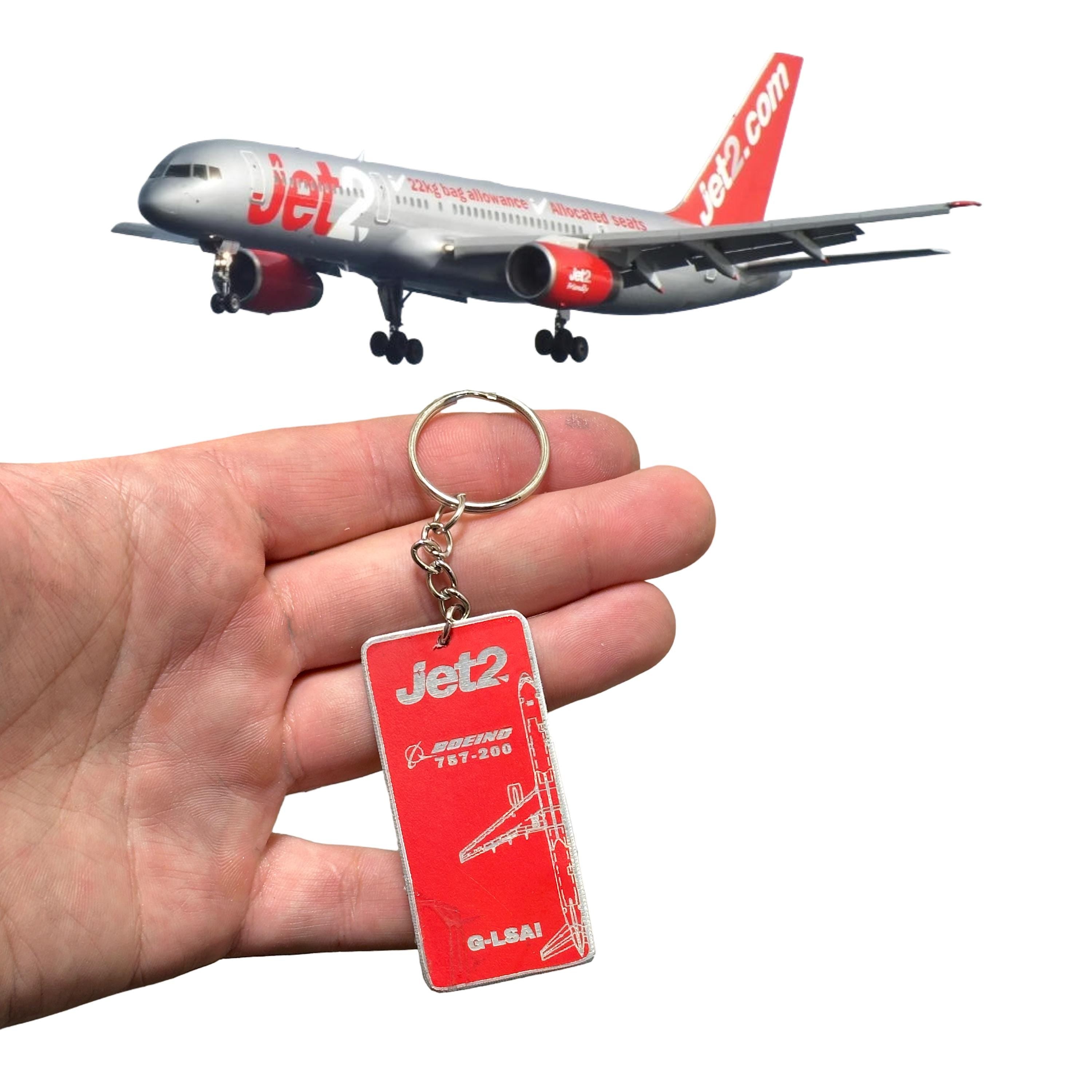 Jet2 Airways Window Fuselage Cut G-LSAI Boeing 757 Engraved Keychain Key Ring Keyring B757 Retro aviation aviator pilot cabin crew holiday