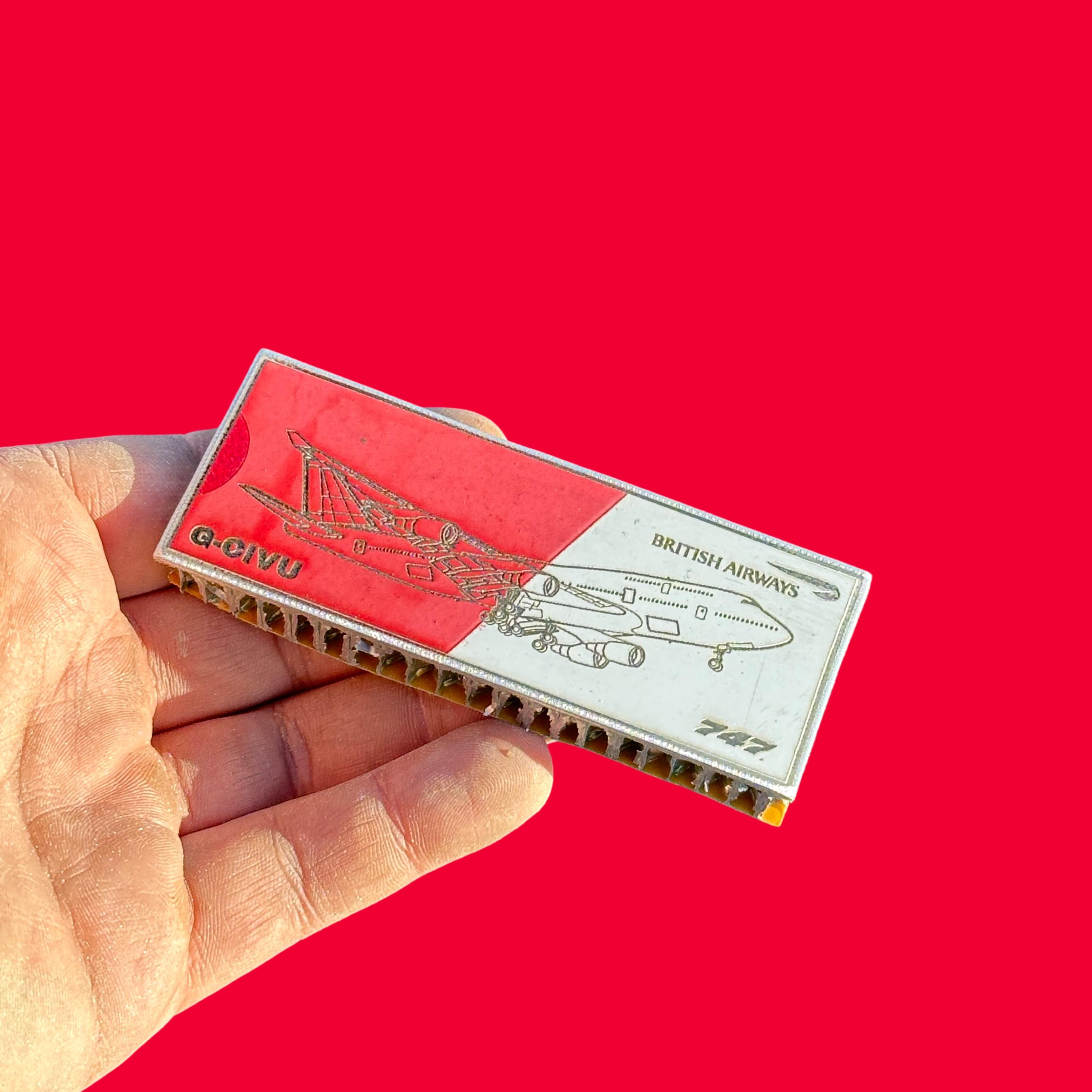 British Airways Boeing 747 G-CIVO Composite Engraved Fuselage Cut Engraved Keychain Keyring  Retro aviation aviator pilot 747-400 400 100