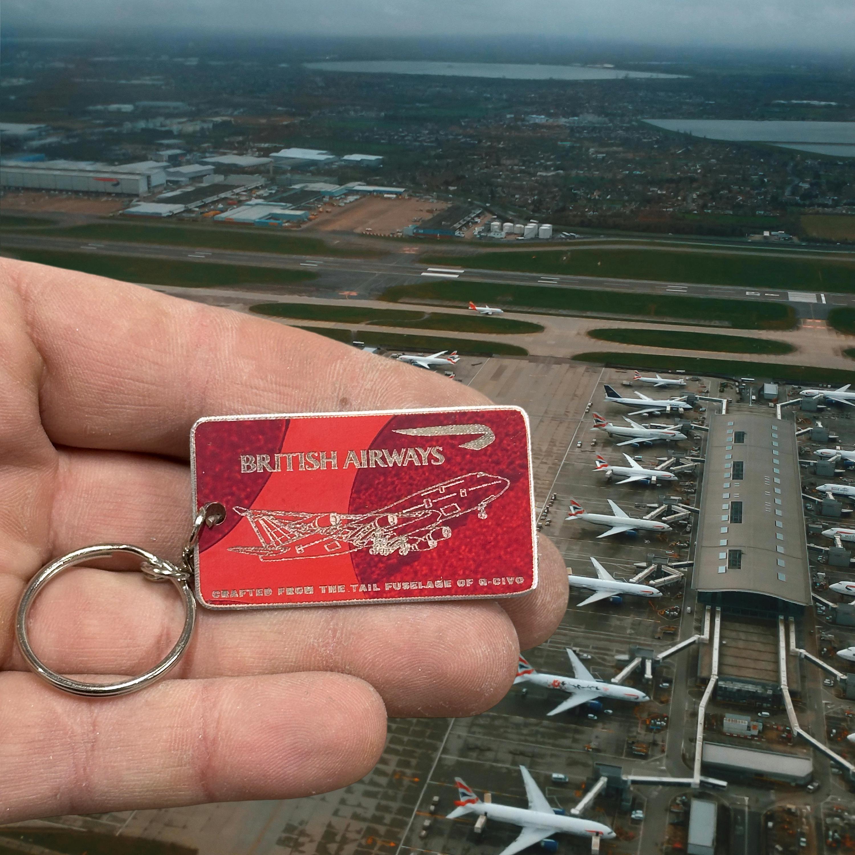 British Airways Boeing 747 G-CIVO Tail Cut Luggage Tag Keychain Keyring concorde Collectible Airbus memorabilia Pilot gift engraved Baggage