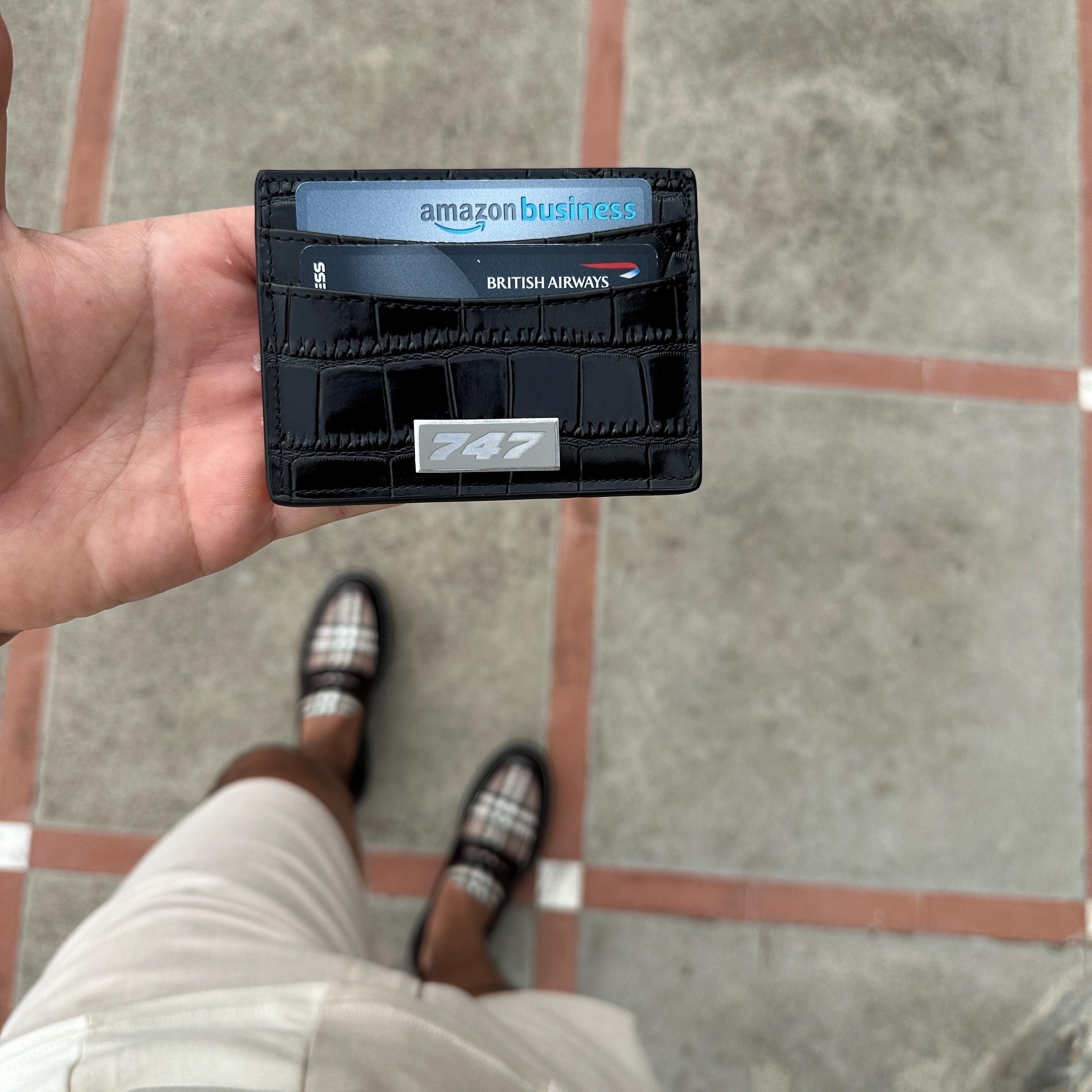 The Boeing 747 Fuselage Card Holder British Airways Upcycled Money Credit Card Gift Genuine Leather Croc Pilot Traveller Pilot G-BYGC