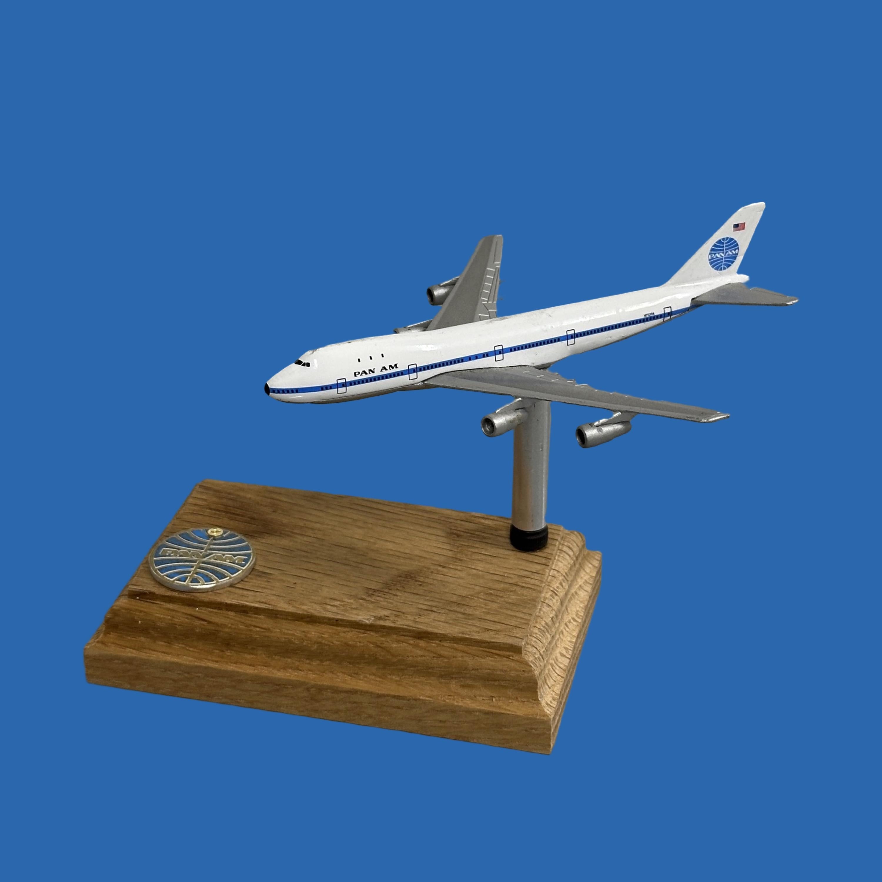 Panam Pan American Clipper Tradewind Boeing 747 N4712U Model Oak Wood Mount Skin Genuine Plaque Rare Collectible Airbus memorabilia