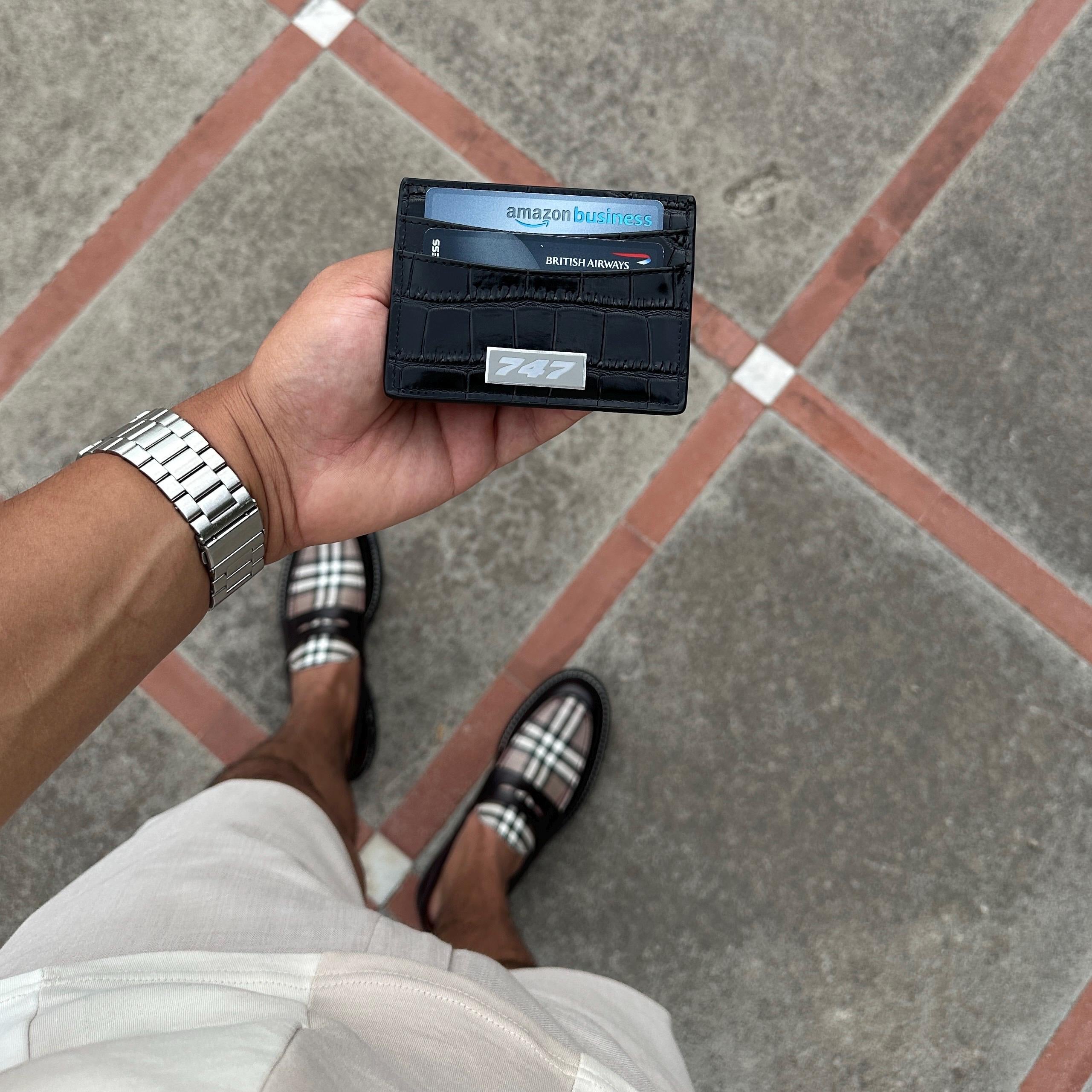 The Boeing 747 Fuselage Card Holder British Airways Upcycled Money Credit Card Gift Genuine Leather Croc Pilot Traveller Pilot G-BYGC