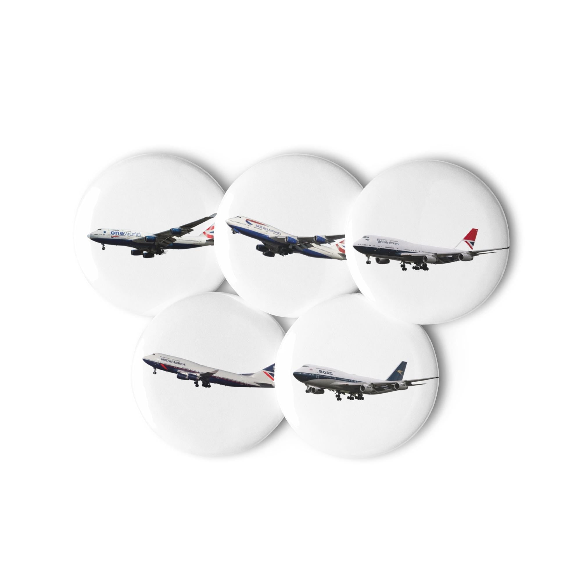 BOAC BA British Airways Retro Special Livery Boeing 747 Luxury Set of pin buttons Collectors gift collection badge backpack business class 1