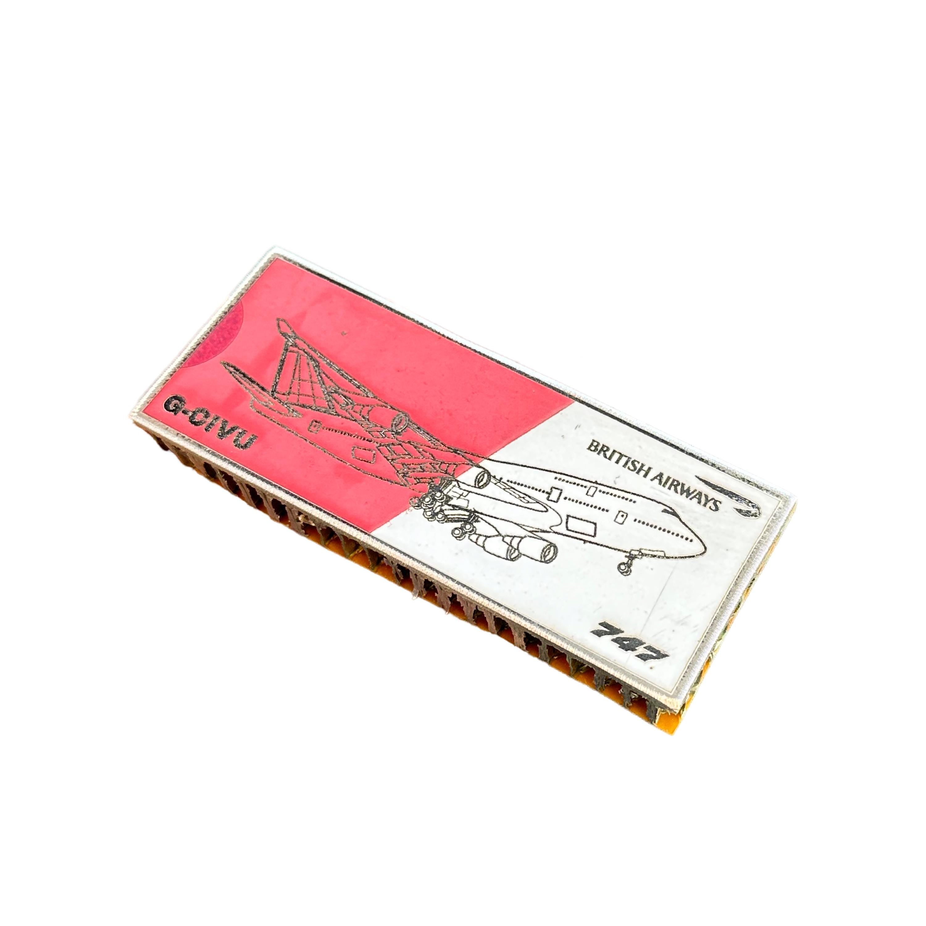British Airways Boeing 747 G-CIVO Composite Engraved Fuselage Cut Engraved Keychain Keyring  Retro aviation aviator pilot 747-400 400 100