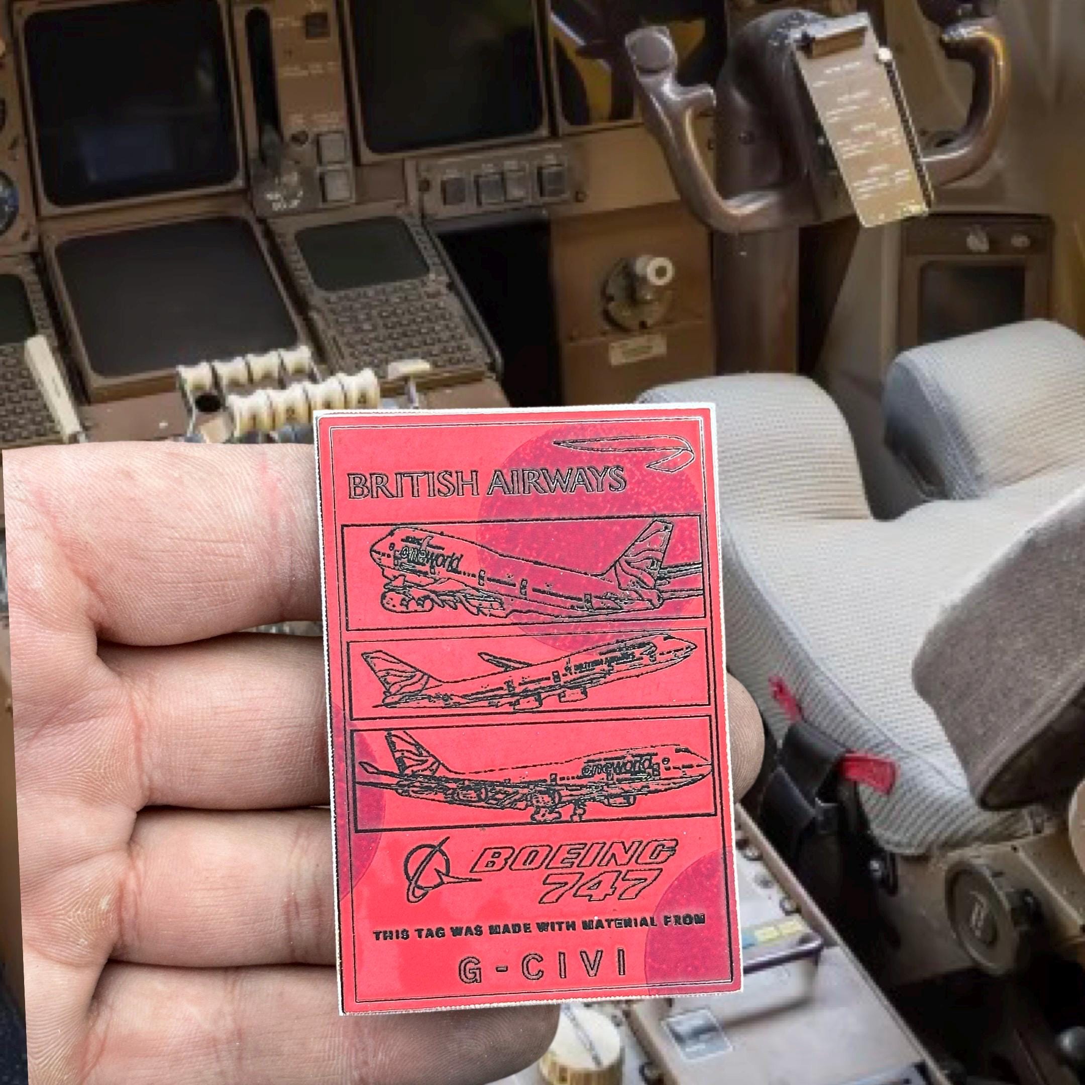 British Airways Boeing 747 G-CIVI Fuselage Cut Engraved Keychain Key Ring Keyring  Retro aviation aviator pilot 747-400 400 100 200 747SP