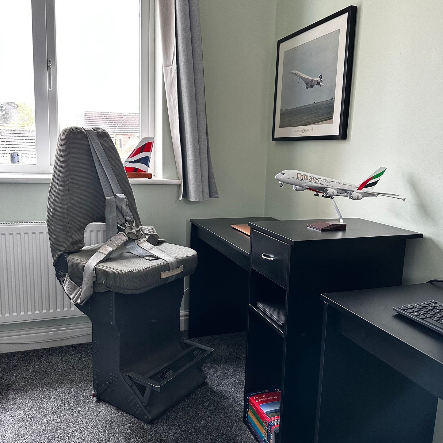 Boeing 727 Cockpit First Observer Jumpseat Upcycled Office Desk Chair Captain Officer