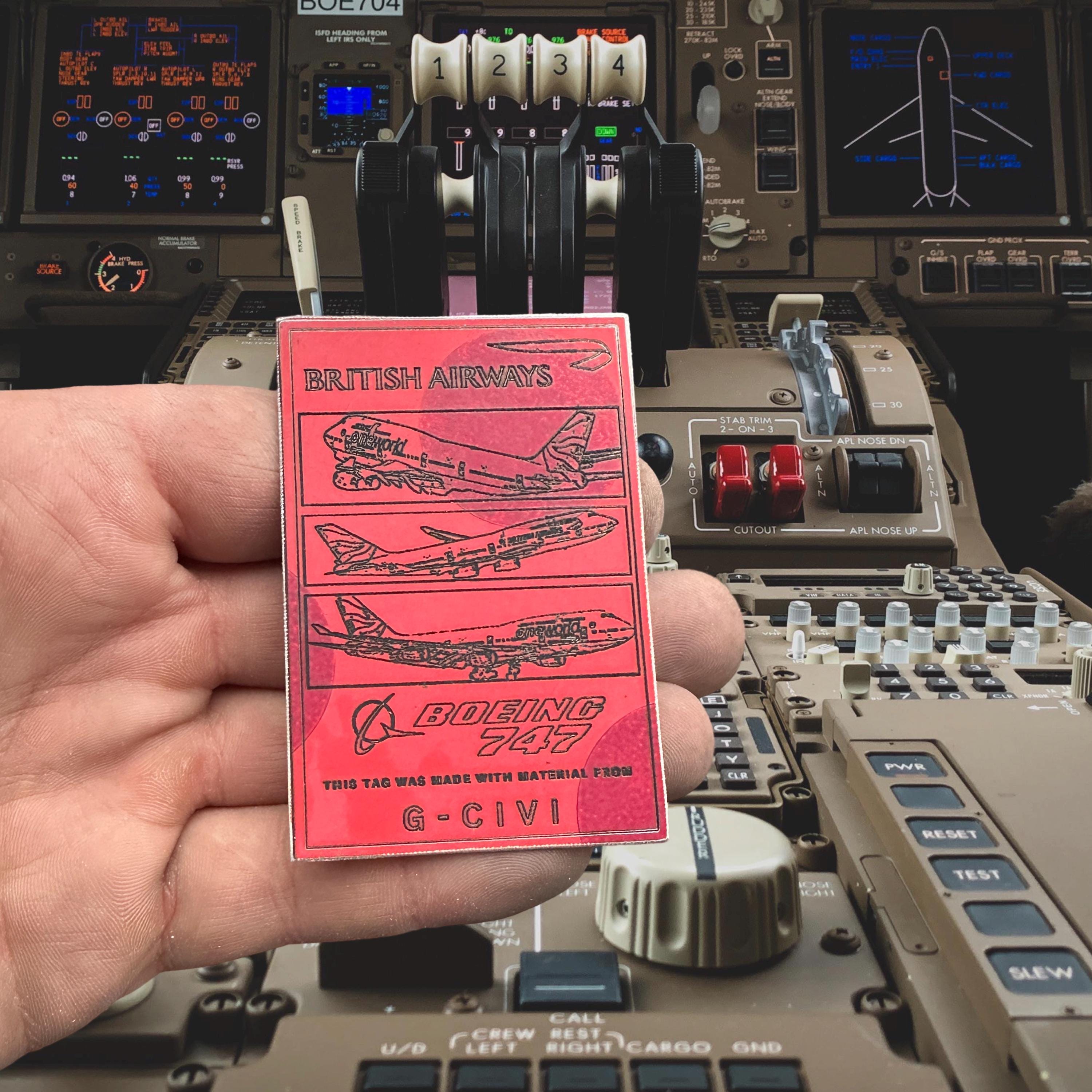 British Airways Boeing 747 G-CIVI Fuselage Cut Engraved Keychain Key Ring Keyring  Retro aviation aviator pilot 747-400 400 100 200 747SP