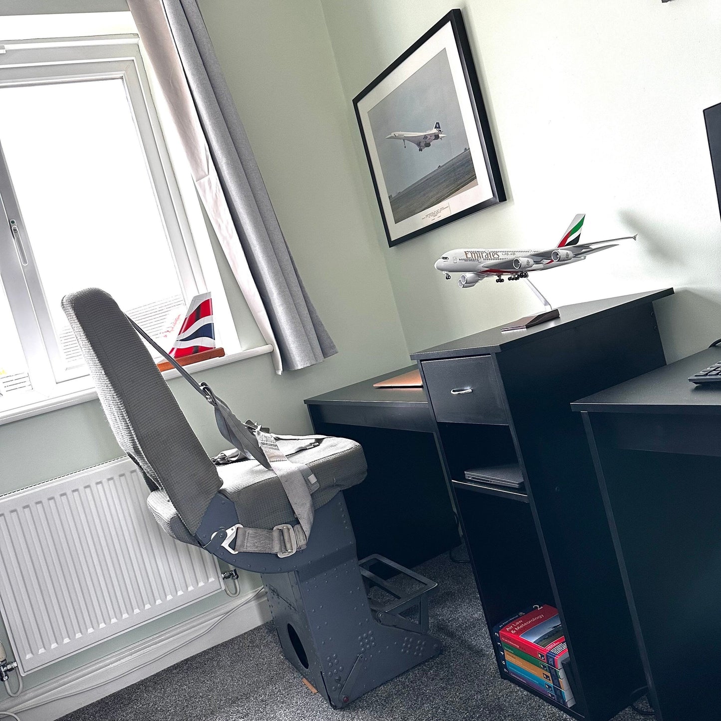 Boeing 727 Cockpit First Observer Jumpseat Upcycled Office Desk Chair Captain Officer