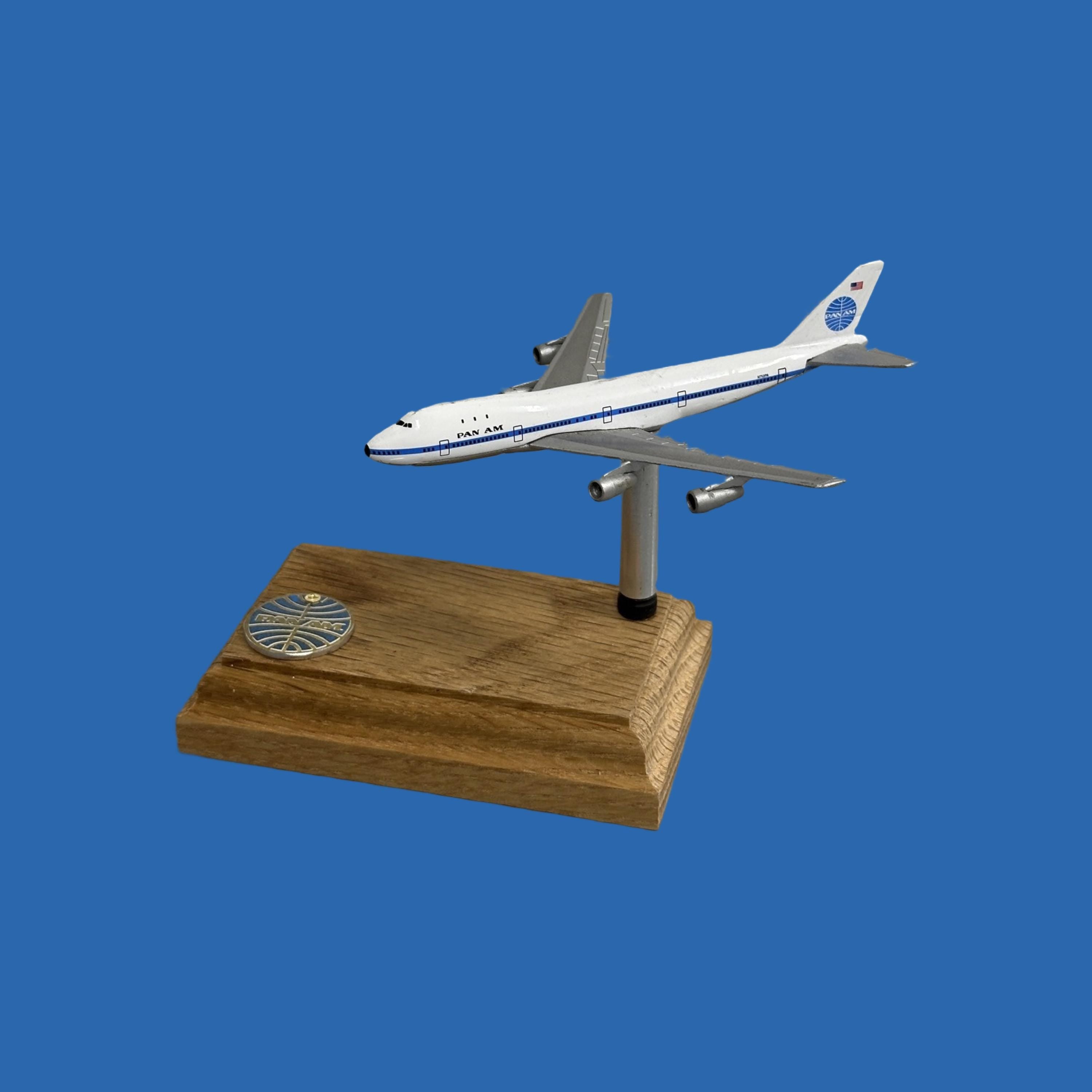 Panam Pan American Clipper Tradewind Boeing 747 N4712U Model Oak Wood Mount Skin Genuine Plaque Rare Collectible Airbus memorabilia