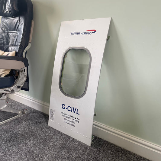 British Airways  G-CIVL Boeing 747 Window fuselage Cut Airline Aviation Upcycle Boeing Gift Plane Aircraft Aviator