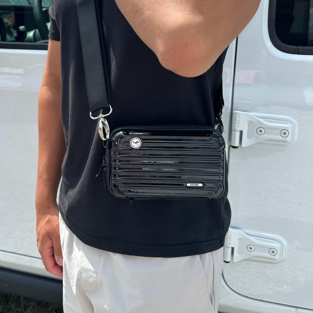 Rimowa x Lufthansa Upcycled Amenity Kit Case Side Bag Satchel Messenger Document Luxury Designer Authentic Genuine Airplane Pilot A346 747