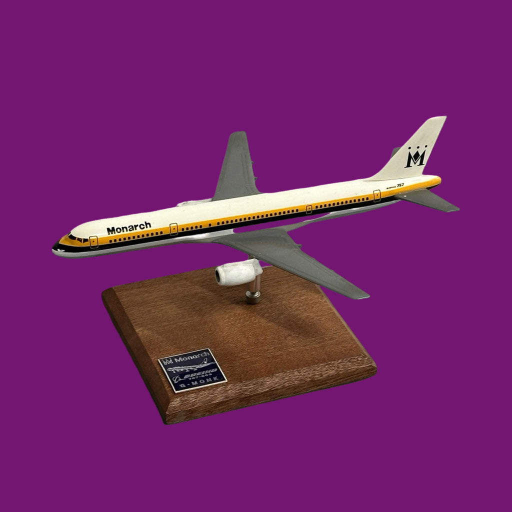 Monarch Airways Boeing 757 G-MONK  Fuselage skin cut model oak mounted Collectible Airbus memorabilia Pilot gift engraved Desk ornament gift