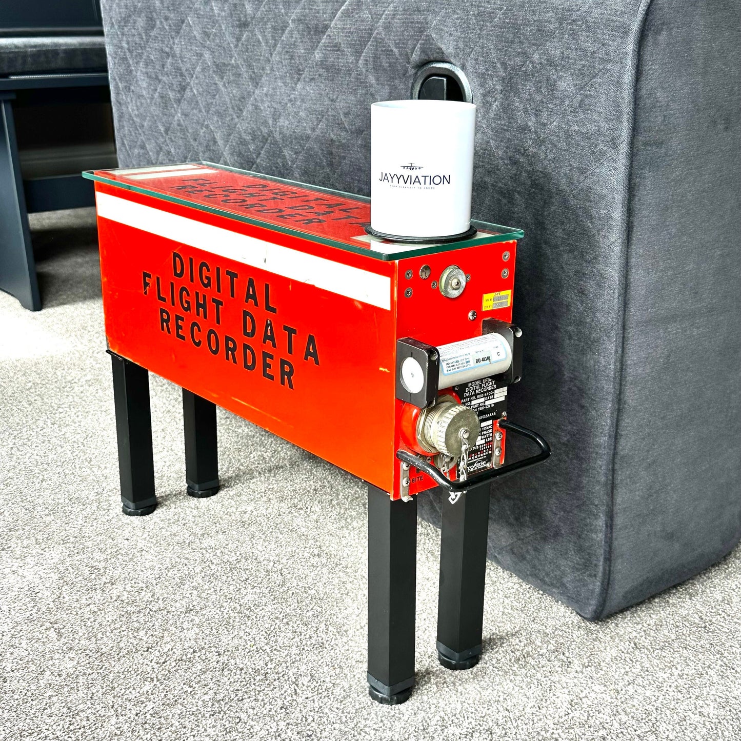Black Box Flight Data Recorder Coffee Table fuselage Airline Aviation Upcycle Boeing Gift Plane Aircraft Aviator Pilot A319 SAS 146 Avro BAE