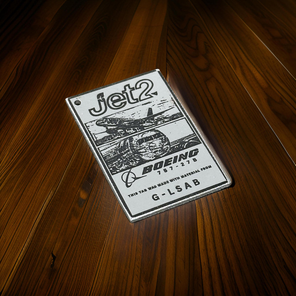 Jet2 Airways Window Fuselage Cut G-LSAB Boeing 757 Engraved Keychain Key Ring Keyring B757 Retro aviation aviator pilot cabin crew holiday