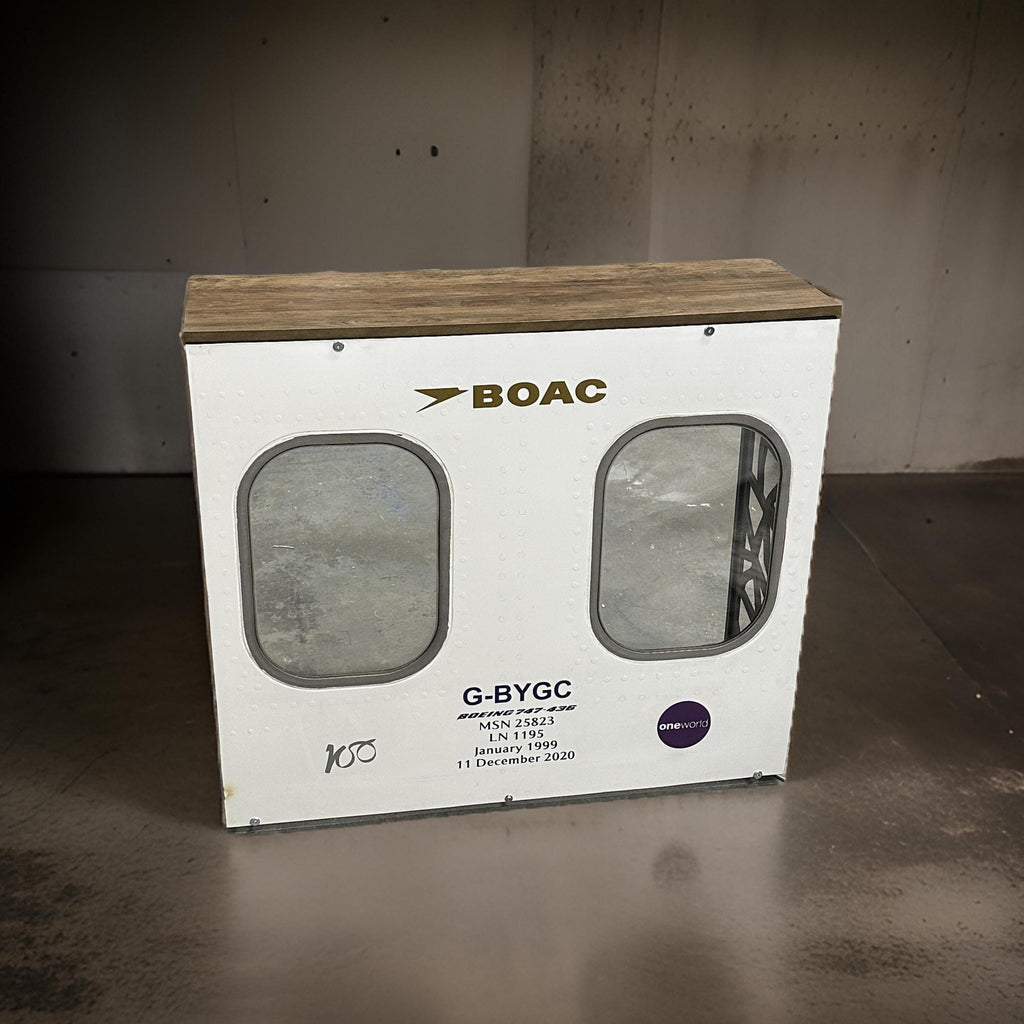 British Airways G-BYGC BOAC Retro Boeing 747 Window fuselage Bar Cut Airline Aviation Upcycle Boeing Gift Plane Aircraft Aviator Jumbo Jet
