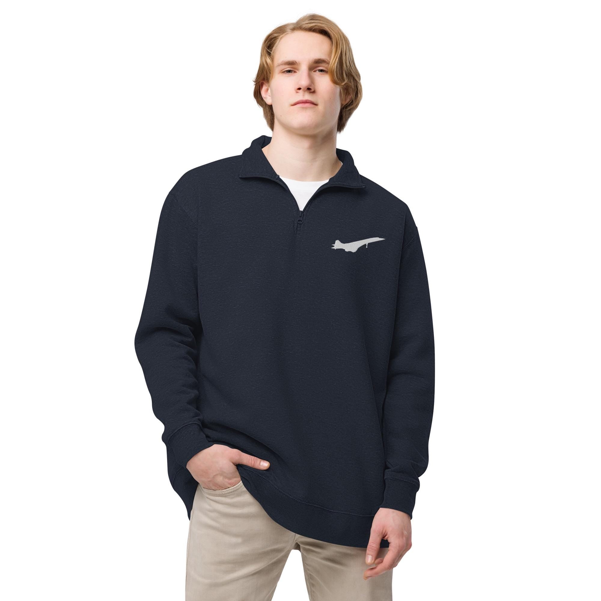 The Concorde Aviator Half-Zip Pullover - Supersonic Jet Embroidered Sweatshirt | Aviation Lover Apparel