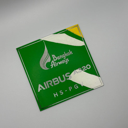 Bangkok Airways Airbus A320 HS-PGV Fuselage Coaster Collectible Airbus memorabilia Pilot gift engraved Desk