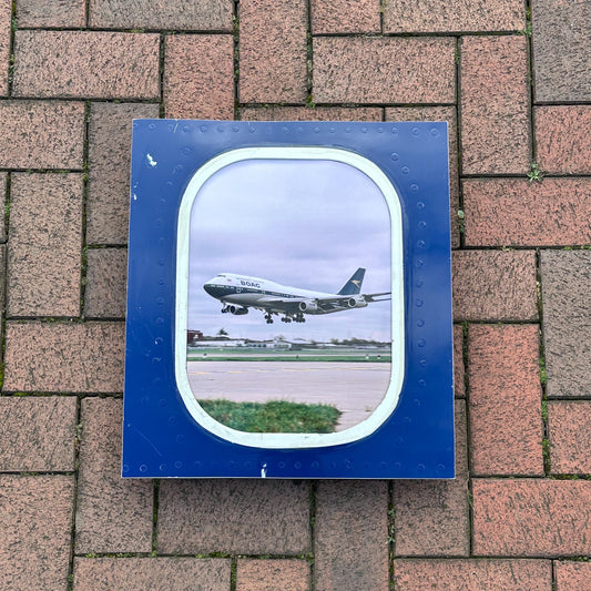 British Airways BOAC G-BYGC Retro Boeing 747 Window fuselage Cut Airline Aviation Upcycle Boeing Gift Plane Aircraft Aviator Picture Frame