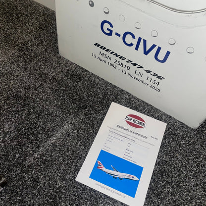 British Airways  G-CIVU Boeing 747 Window fuselage Cut Airline Aviation Upcycle Boeing Gift Plane Aircraft Aviator