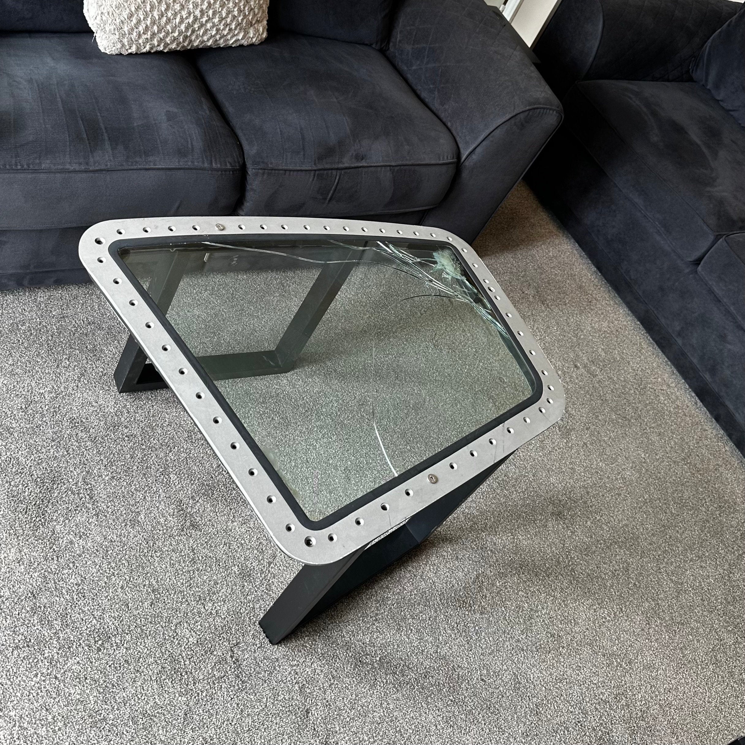 Boeing 777 Cockpit Windscreen Coffee Table fuselage Airline Aviation Upcycle Boeing Gift Plane Aircraft Aviator Pilot BA