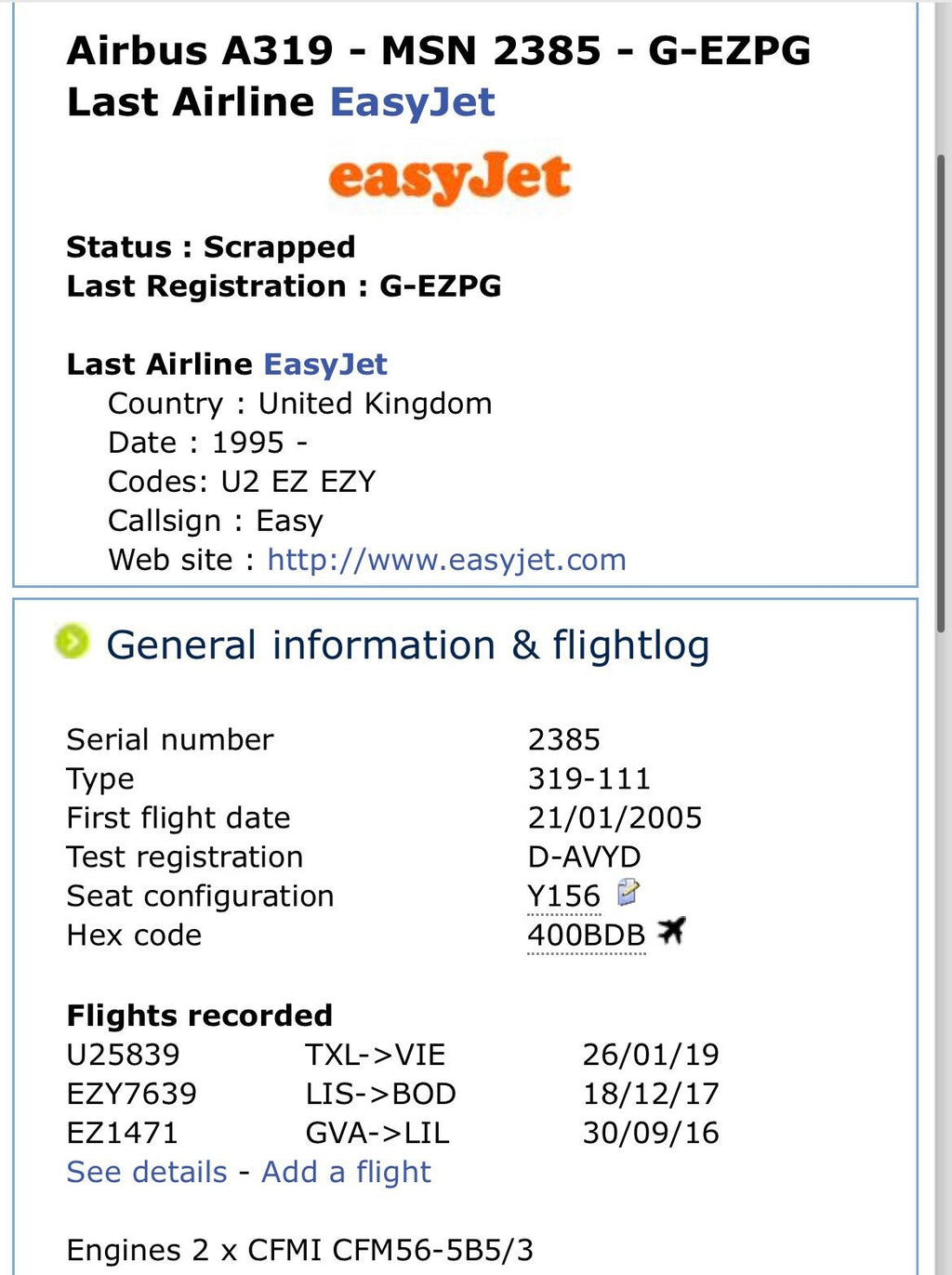 EASYJET G-EZPG Airbus A319 Registration fuselage Cut Airline Aviation Upcycle Boeing Gift Plane Aircraft Aviator