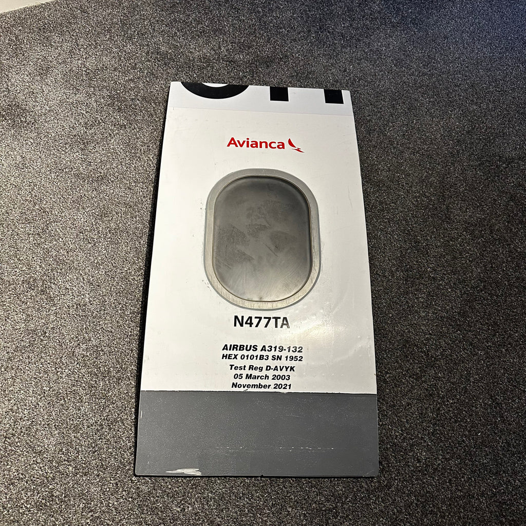 Avianca Airlines N477TA Airbus A319 Window fuselage Cut Airline Aviation Upcycle Boeing Gift Plane Aircraft Aviator