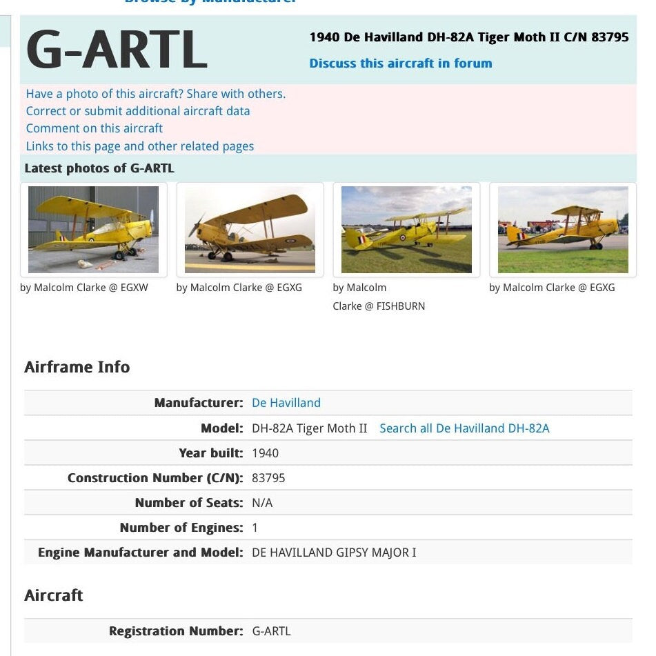 De Havilland DH-82A Tiger Moth II g-artl Wing Section Elevator Part Airline Aviation Upcycle Boeing Plane Aviator WW2