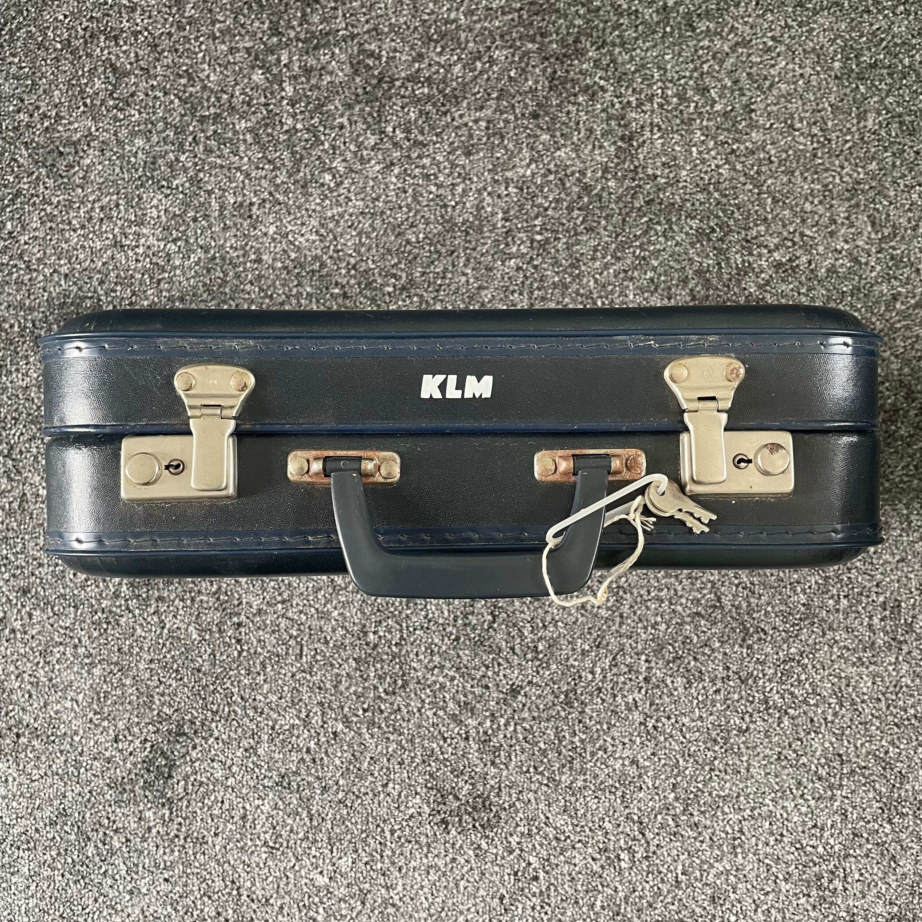 KLM Royal Dutch Airlines Blue Suitcase airline memorabilia vintage suitcase 747 Boeing Airbus Amsterdam
