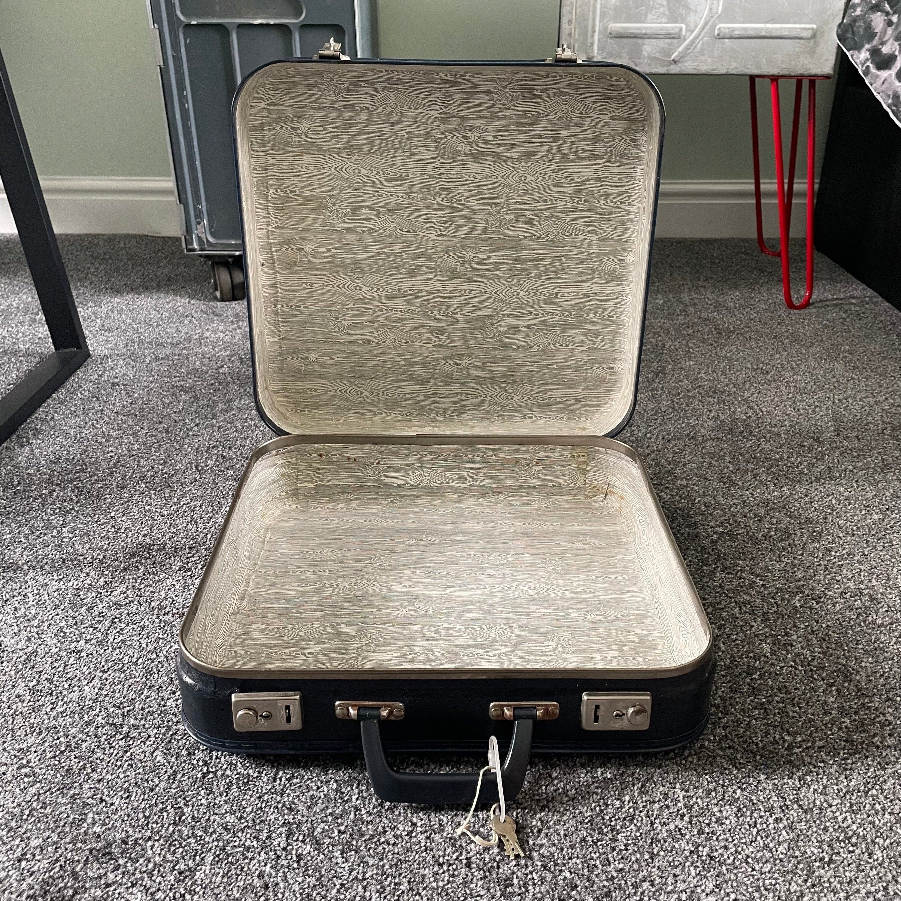 KLM Royal Dutch Airlines Blue Suitcase airline memorabilia vintage suitcase 747 Boeing Airbus Amsterdam