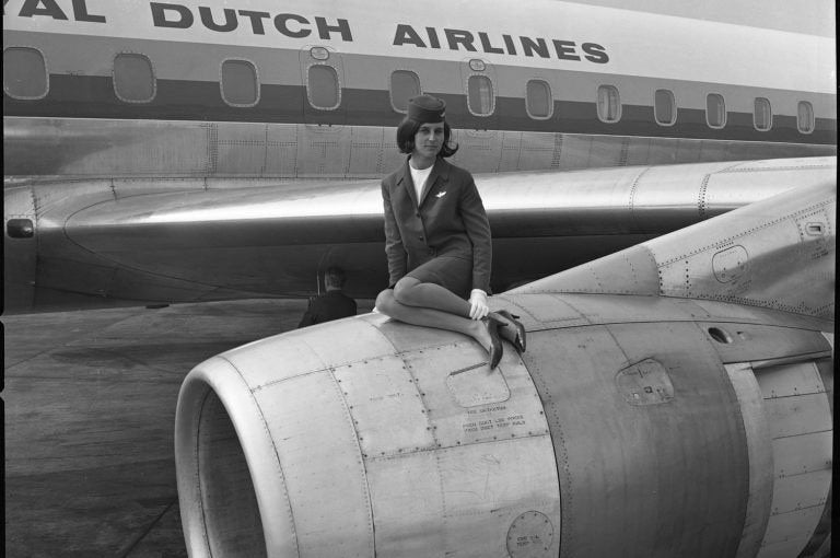 KLM Royal Dutch Airlines Blue Suitcase airline memorabilia vintage suitcase 747 Boeing Airbus Amsterdam