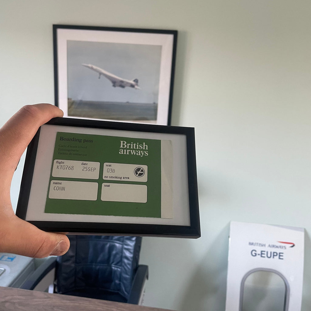 Framed BA Boarding Pass Collectible Rare Memorabilia Airbus Boeing British Airways