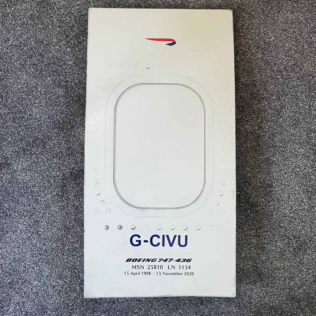 British Airways  G-CIVU Boeing 747 Window fuselage Cut Airline Aviation Upcycle Boeing Gift Plane Aircraft Aviator