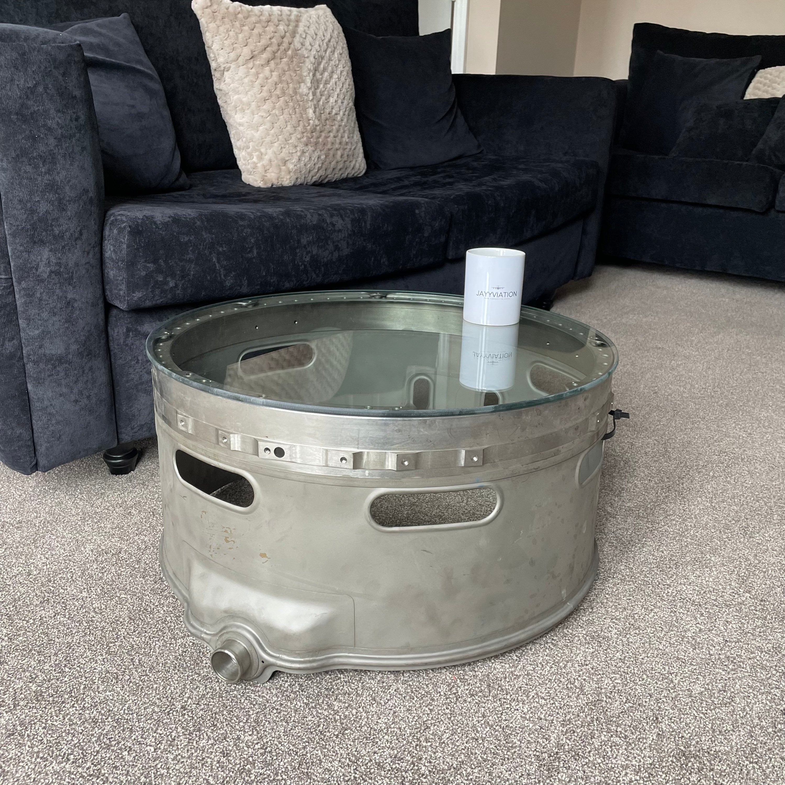 Rolls Royce Dart Jet Engine Cowling Casing Upcycled Coffee/Side Table RAF MOD Viscount Vickers