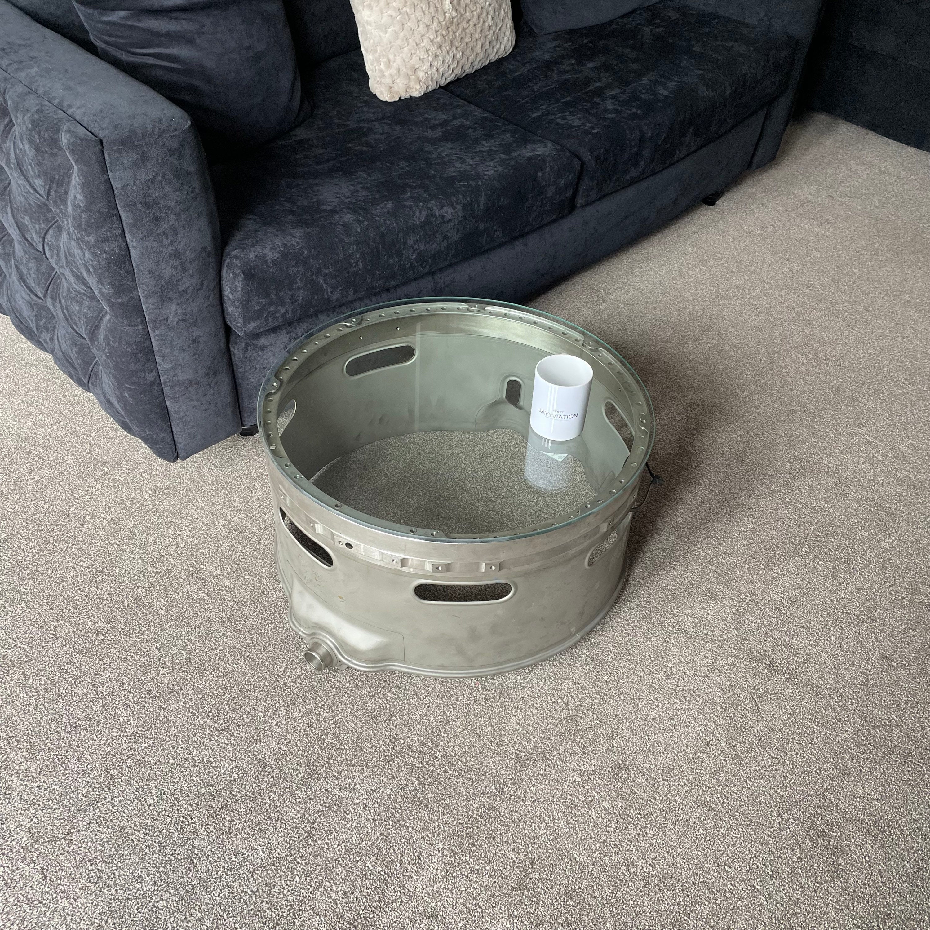 Rolls Royce Dart Jet Engine Cowling Casing Upcycled Coffee/Side Table RAF MOD Viscount Vickers